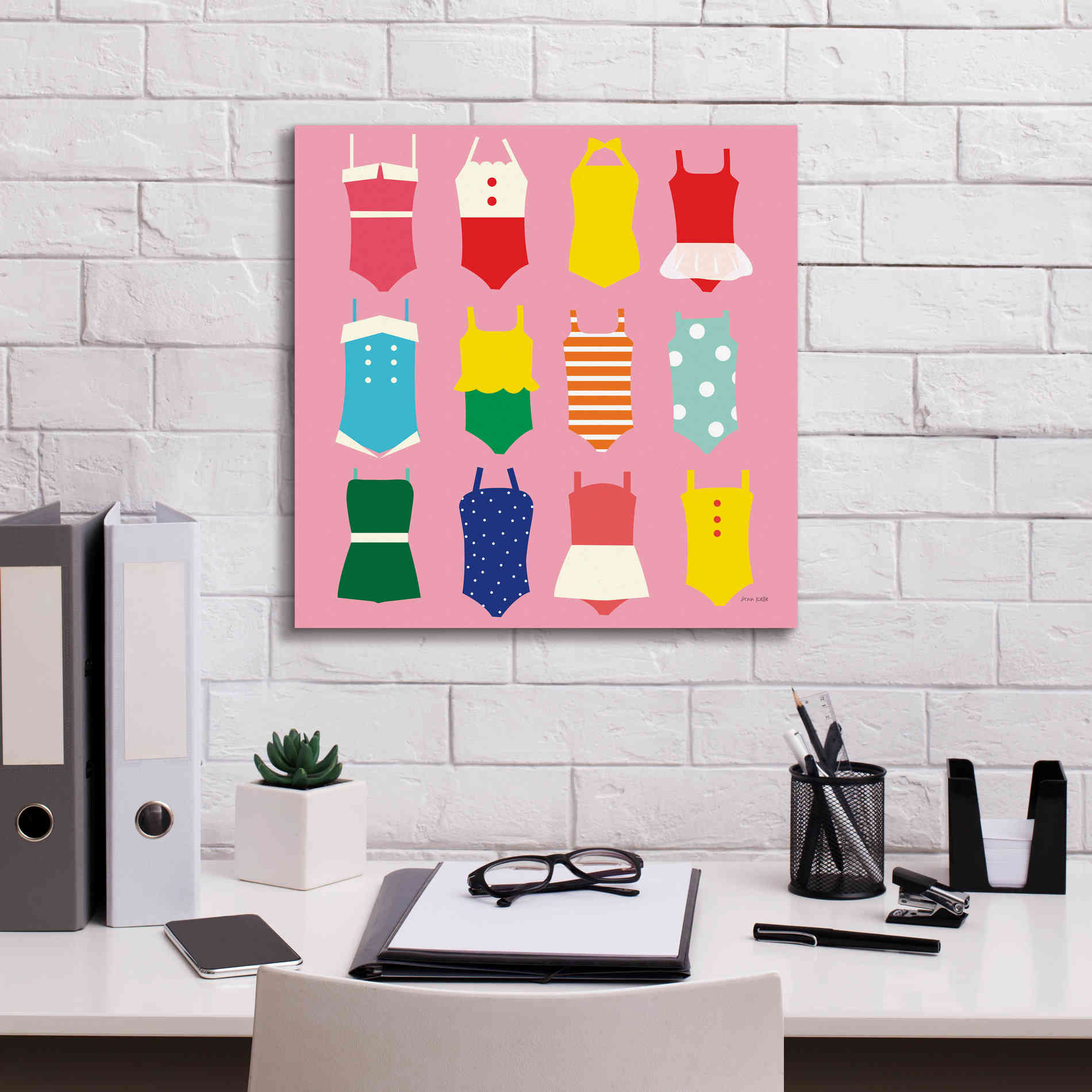 'Bathing Suits Galore' by Ann Kelle Designs, Canvas Wall Art,18 x 18