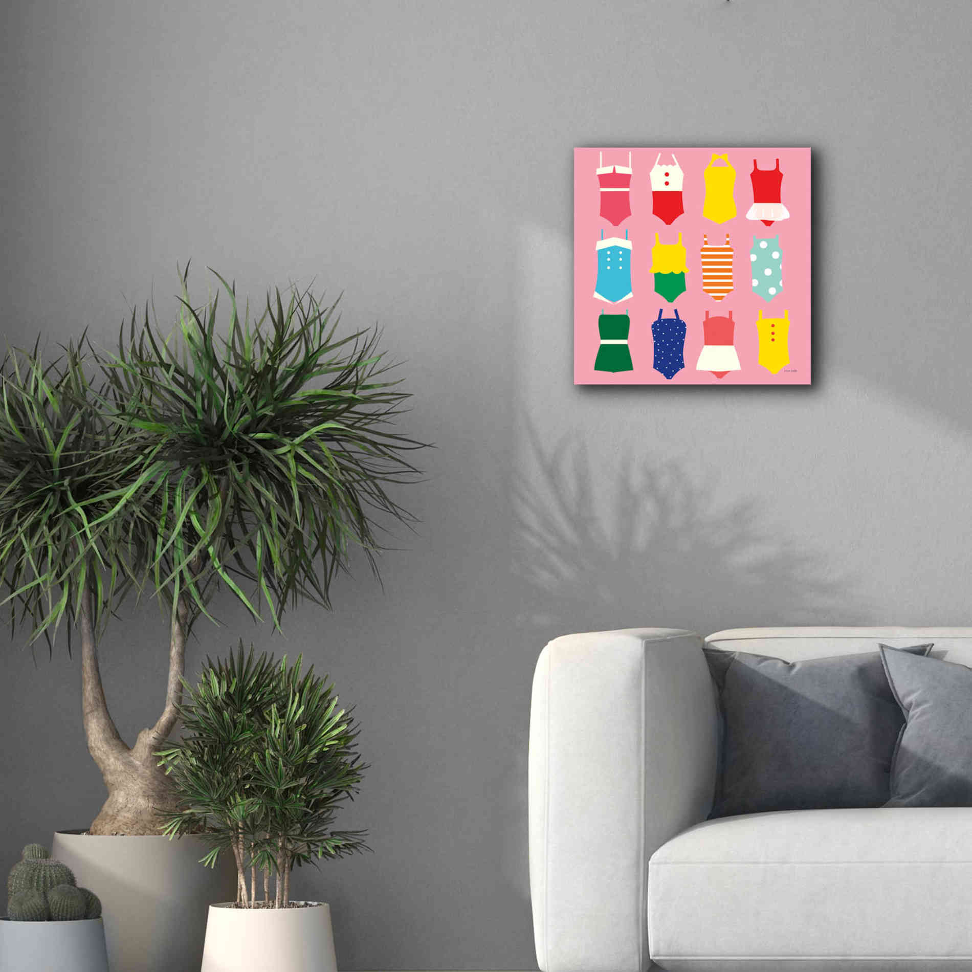 'Bathing Suits Galore' by Ann Kelle Designs, Canvas Wall Art,18 x 18