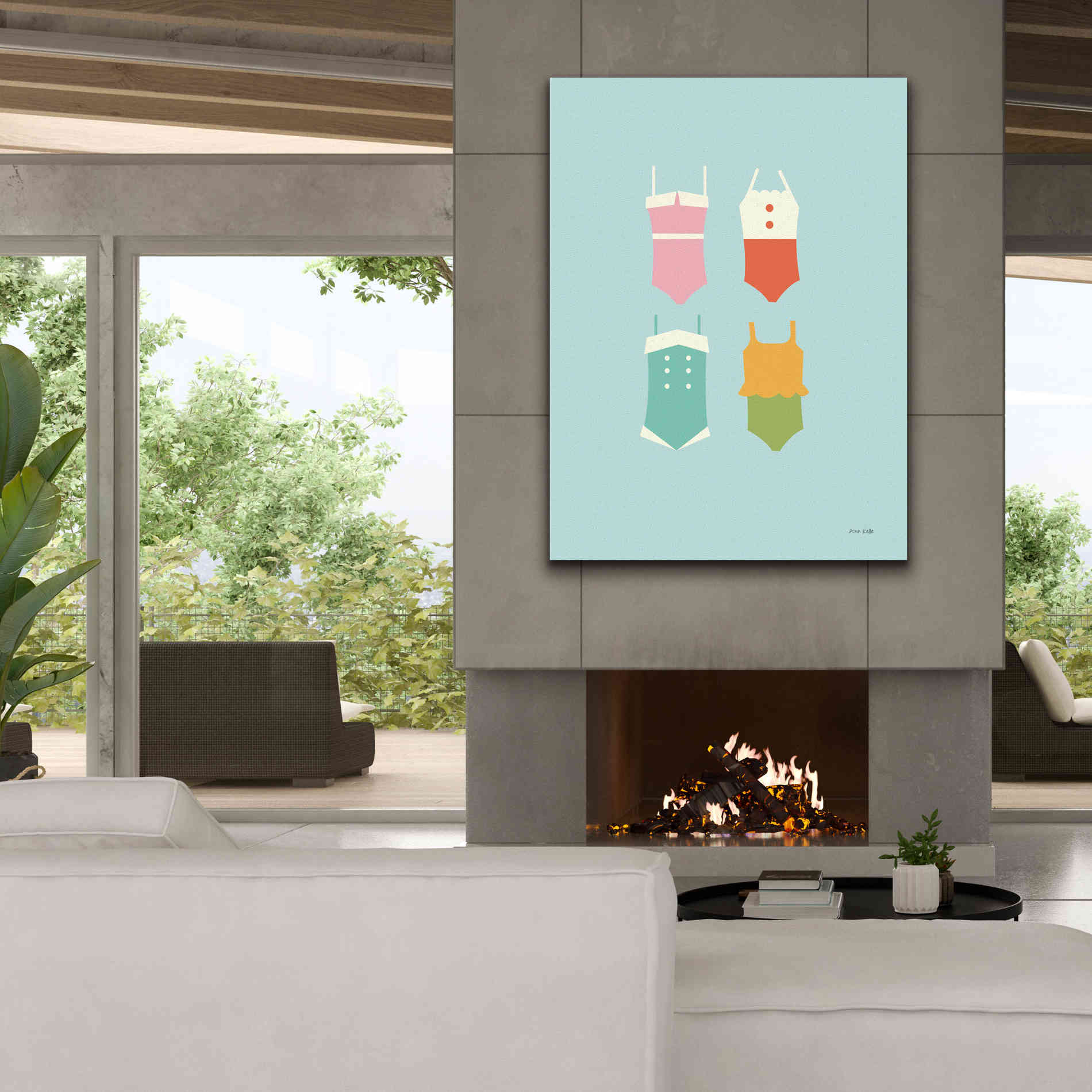 'Summer Bathing Suits Blue' by Ann Kelle Designs, Canvas Wall Art,40 x 54