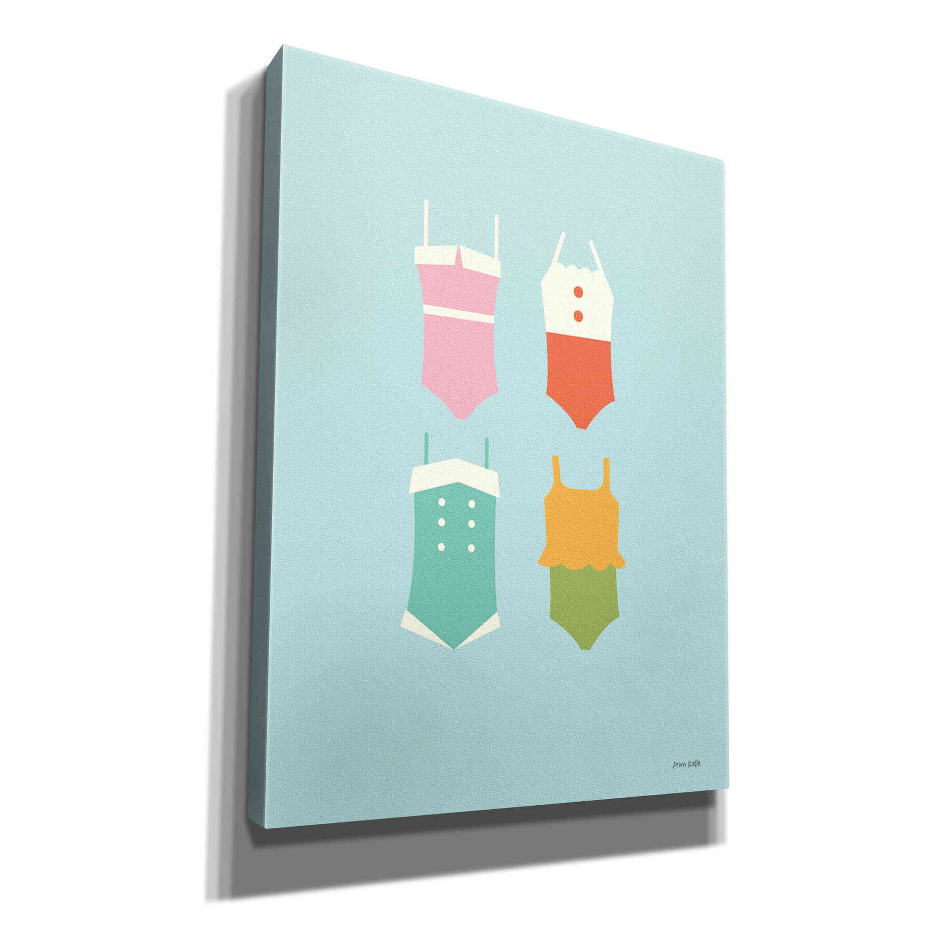 'Summer Bathing Suits Blue' by Ann Kelle Designs, Canvas Wall Art,12x16x1.1x0,20x24x1.1x0,26x30x1.74x0,40x54x1.74x0