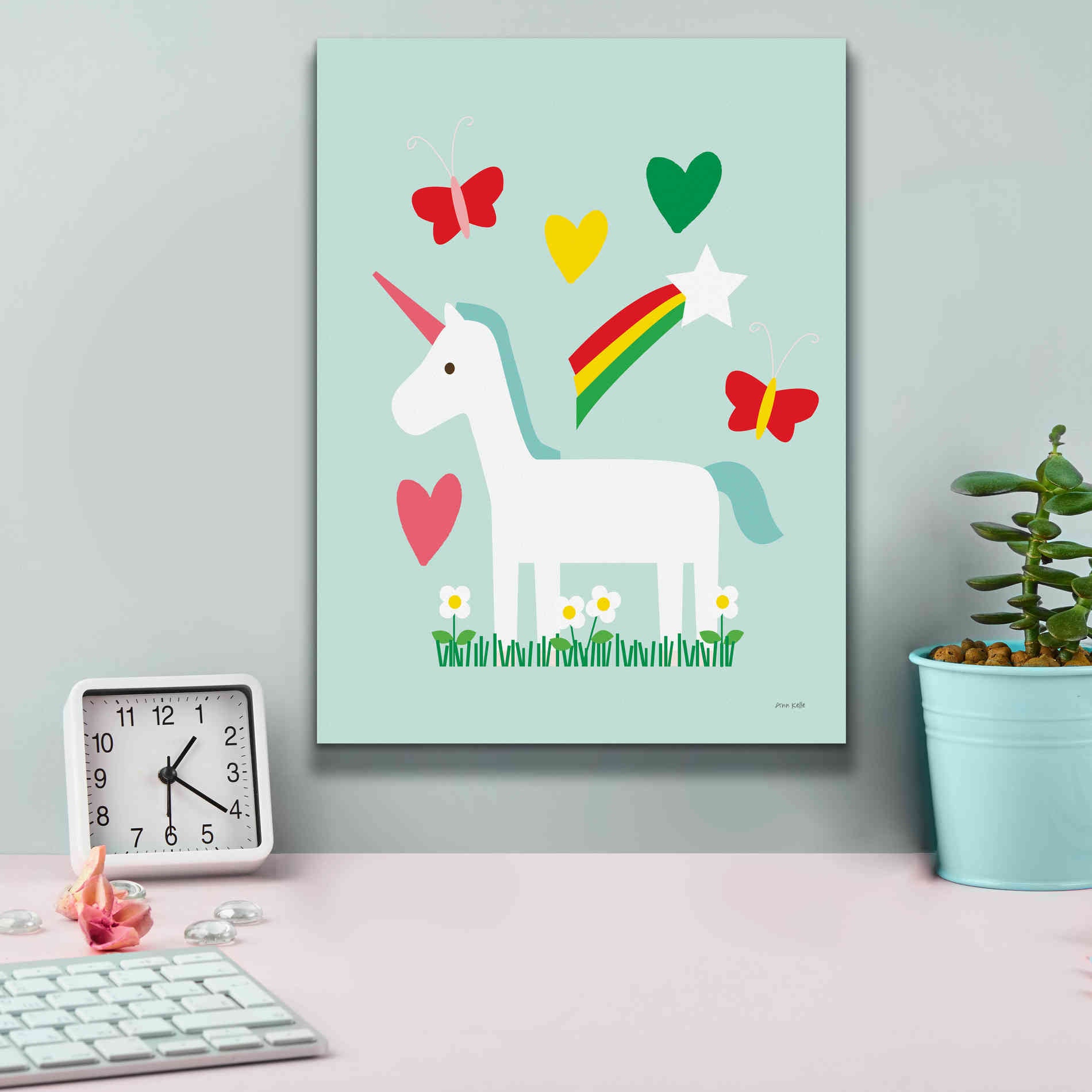 'Unicorn Fun II' by Ann Kelle Designs, Canvas Wall Art,12 x 16