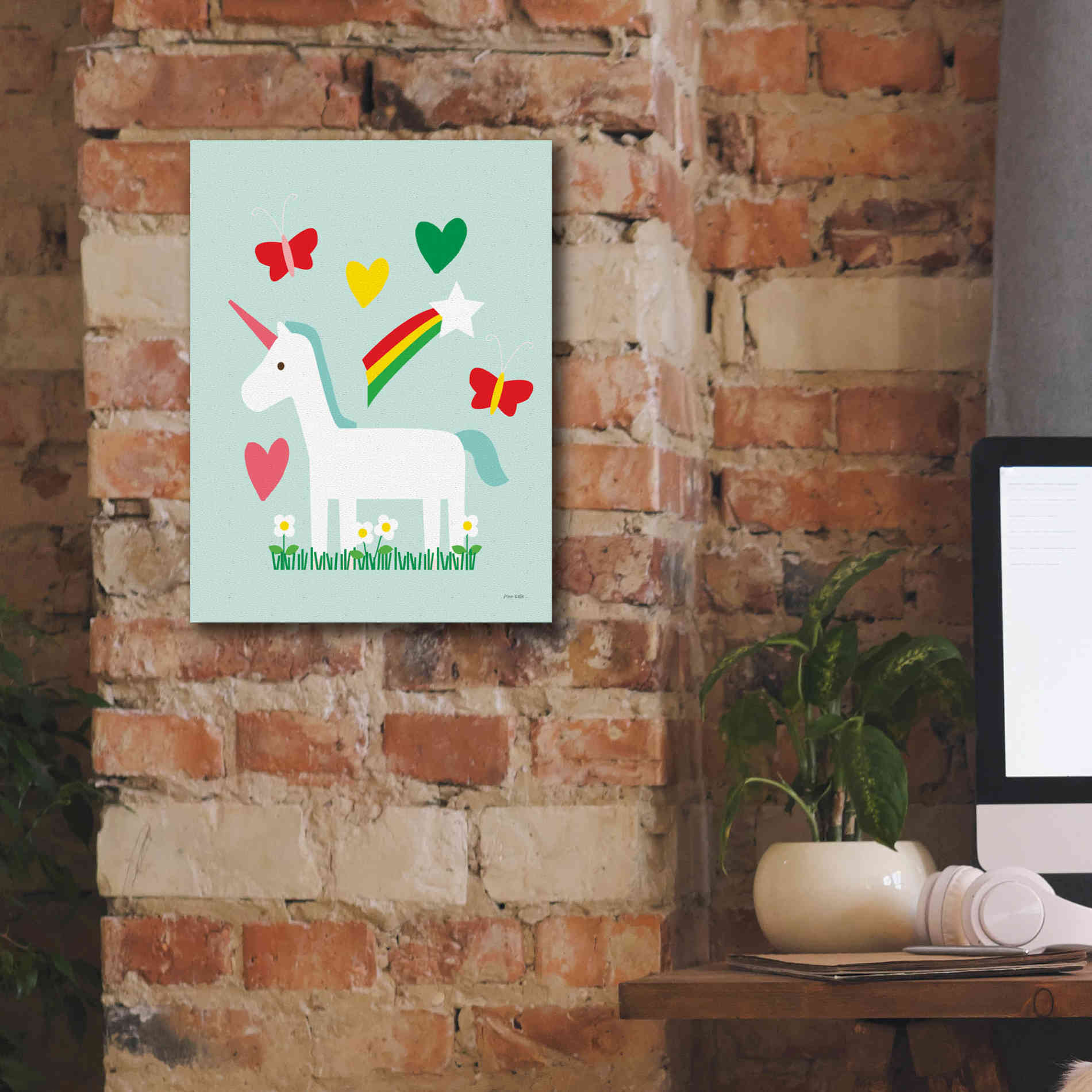 'Unicorn Fun II' by Ann Kelle Designs, Canvas Wall Art,12 x 16