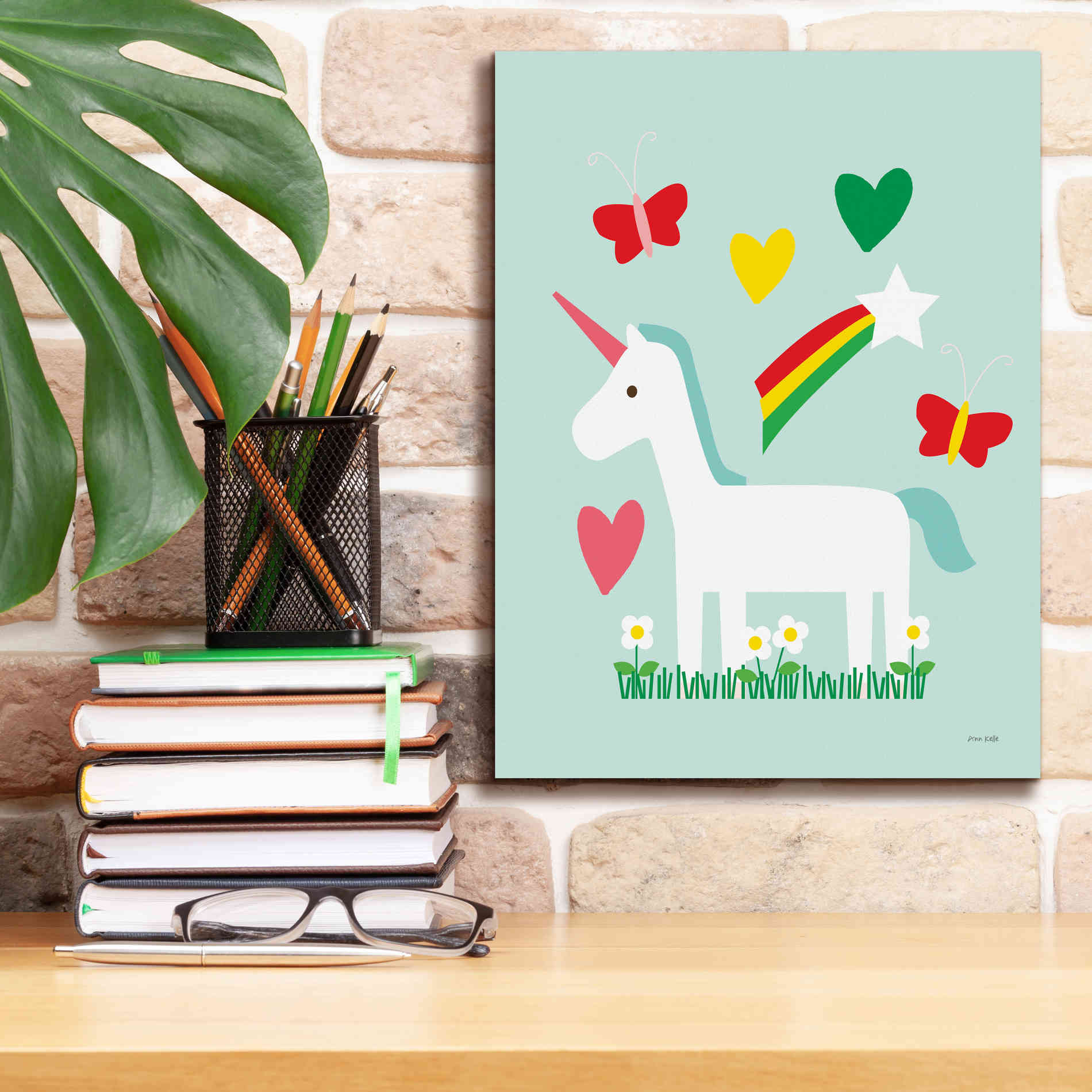 'Unicorn Fun II' by Ann Kelle Designs, Canvas Wall Art,12 x 16