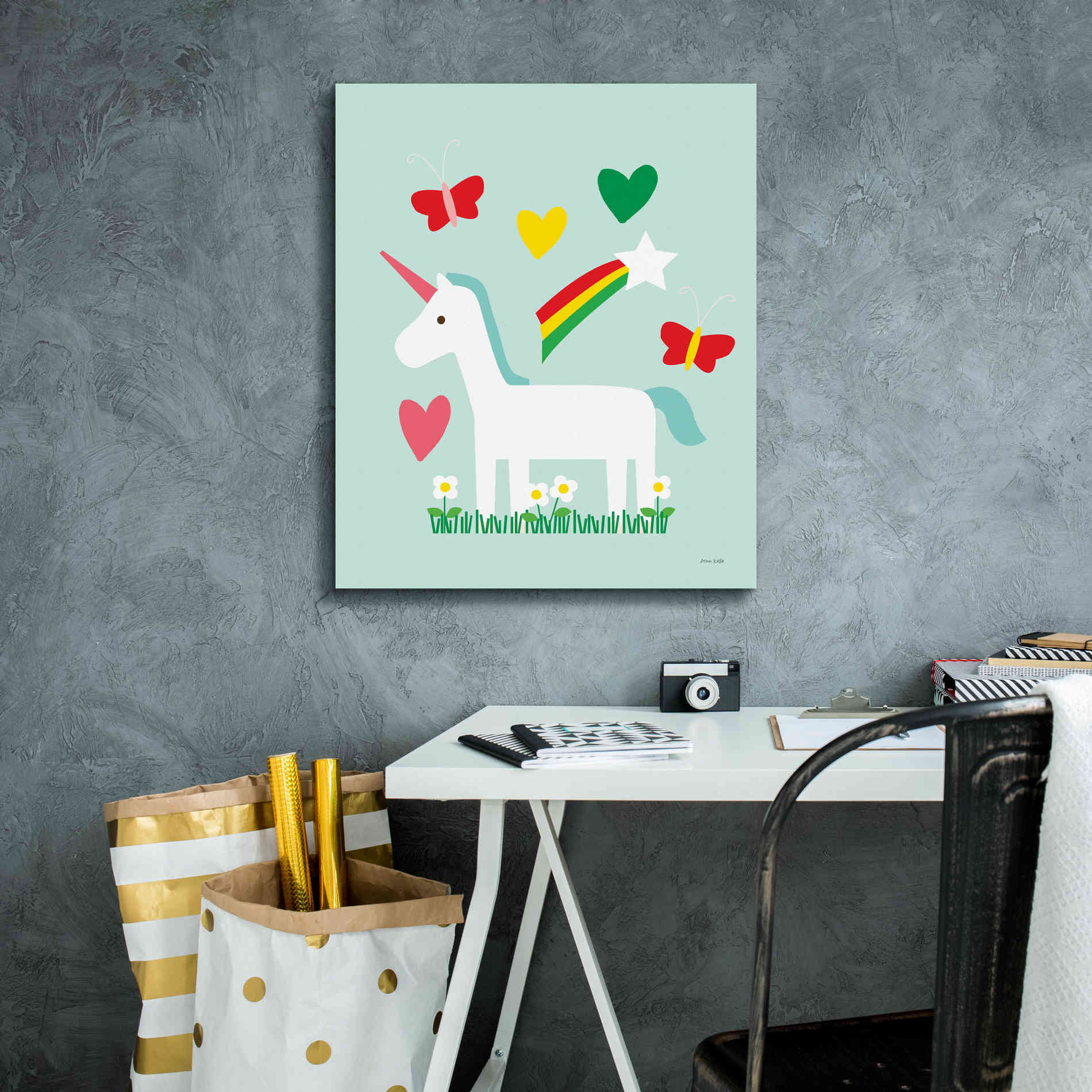'Unicorn Fun II' by Ann Kelle Designs, Canvas Wall Art,20 x 24