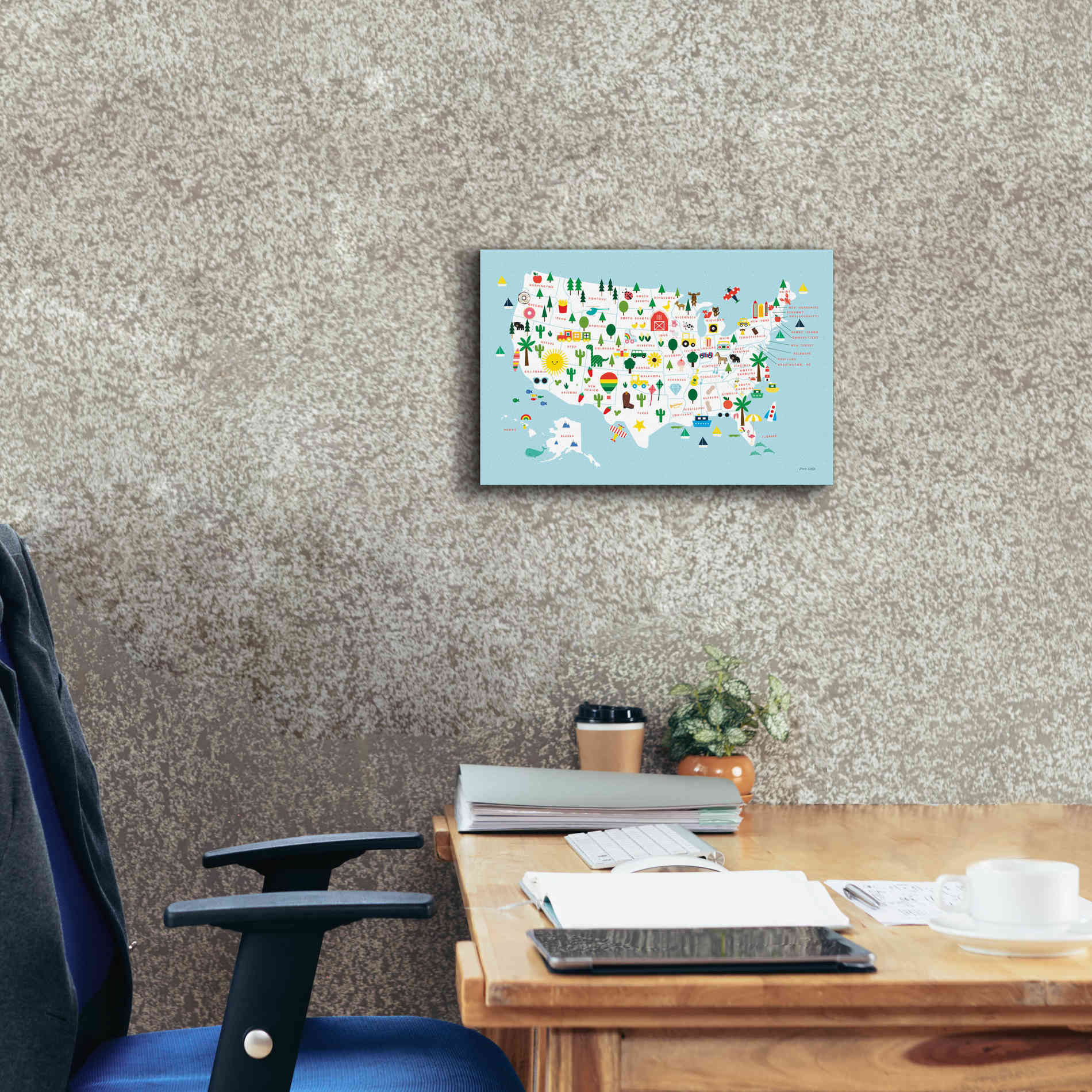 'Fun USA Map' by Ann Kelle Designs, Canvas Wall Art,18 x 12