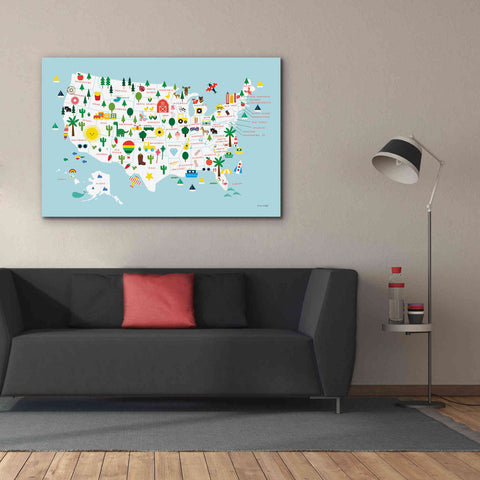 Image of 'Fun USA Map' by Ann Kelle Designs, Canvas Wall Art,60 x 40