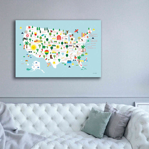 Image of 'Fun USA Map' by Ann Kelle Designs, Canvas Wall Art,60 x 40