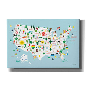 'Fun USA Map' by Ann Kelle Designs, Canvas Wall Art,18x12x1.1x0,26x18x1.1x0,40x26x1.74x0,60x40x1.74x0