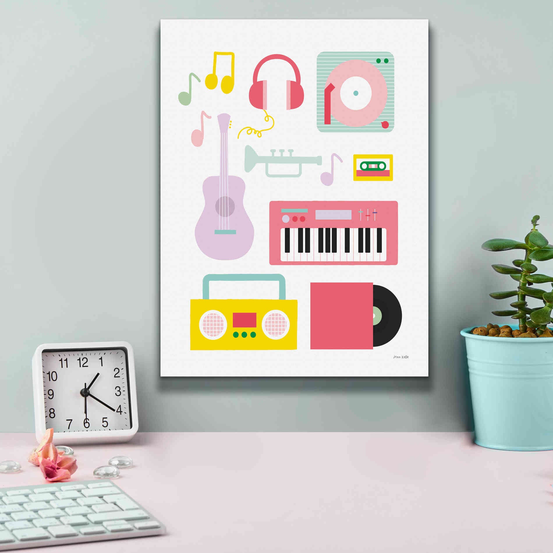 'Lets Listen to Music I' by Ann Kelle Designs, Canvas Wall Art,12 x 16