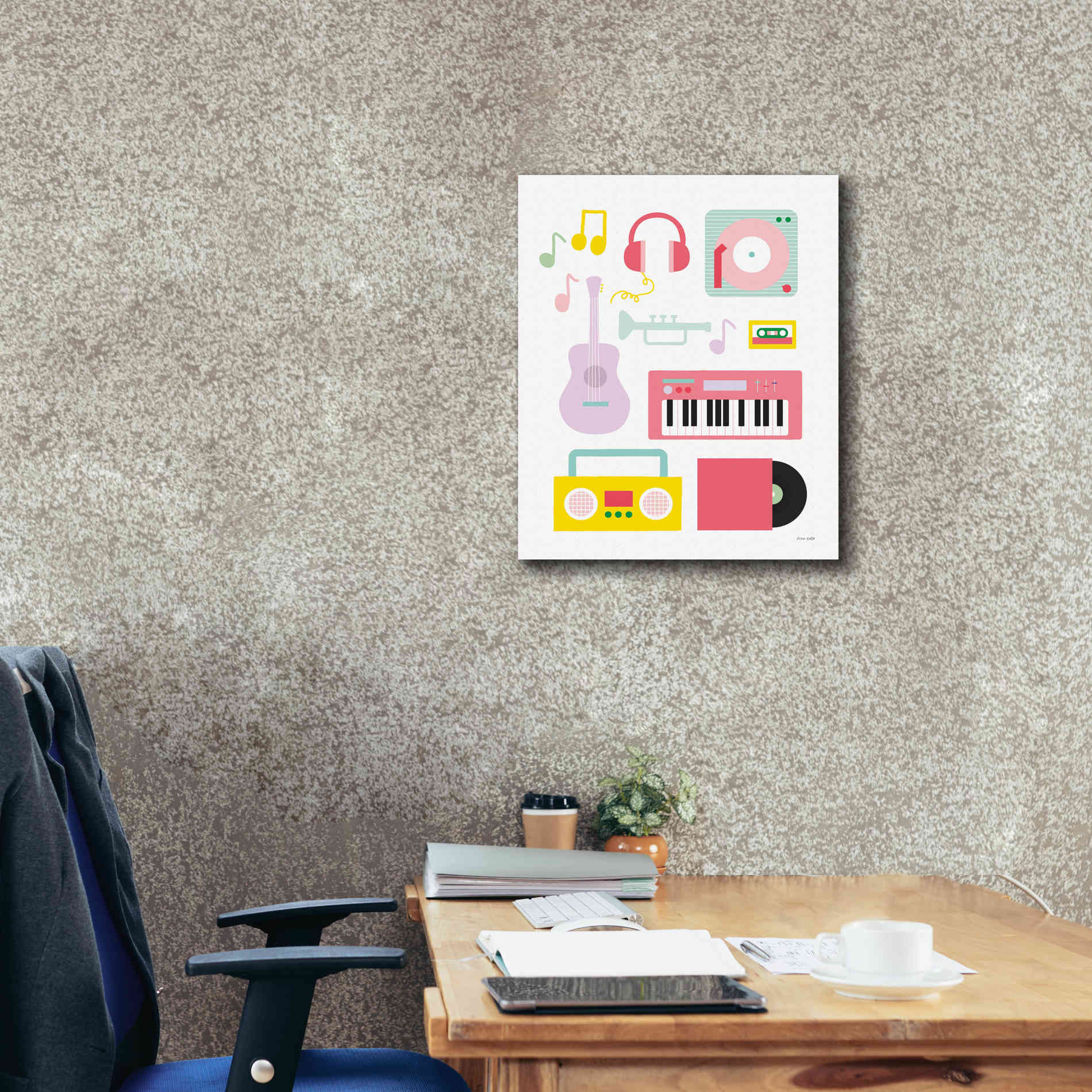 'Lets Listen to Music I' by Ann Kelle Designs, Canvas Wall Art,20 x 24