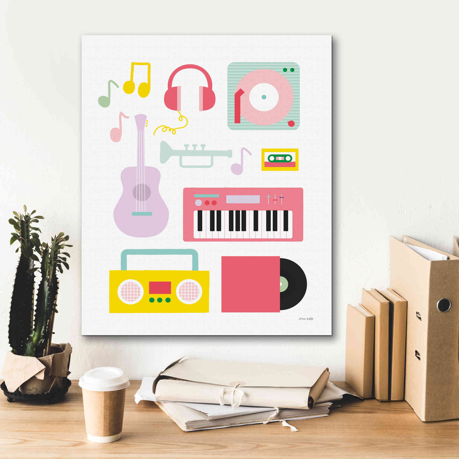 'Lets Listen to Music I' by Ann Kelle Designs, Canvas Wall Art,20 x 24