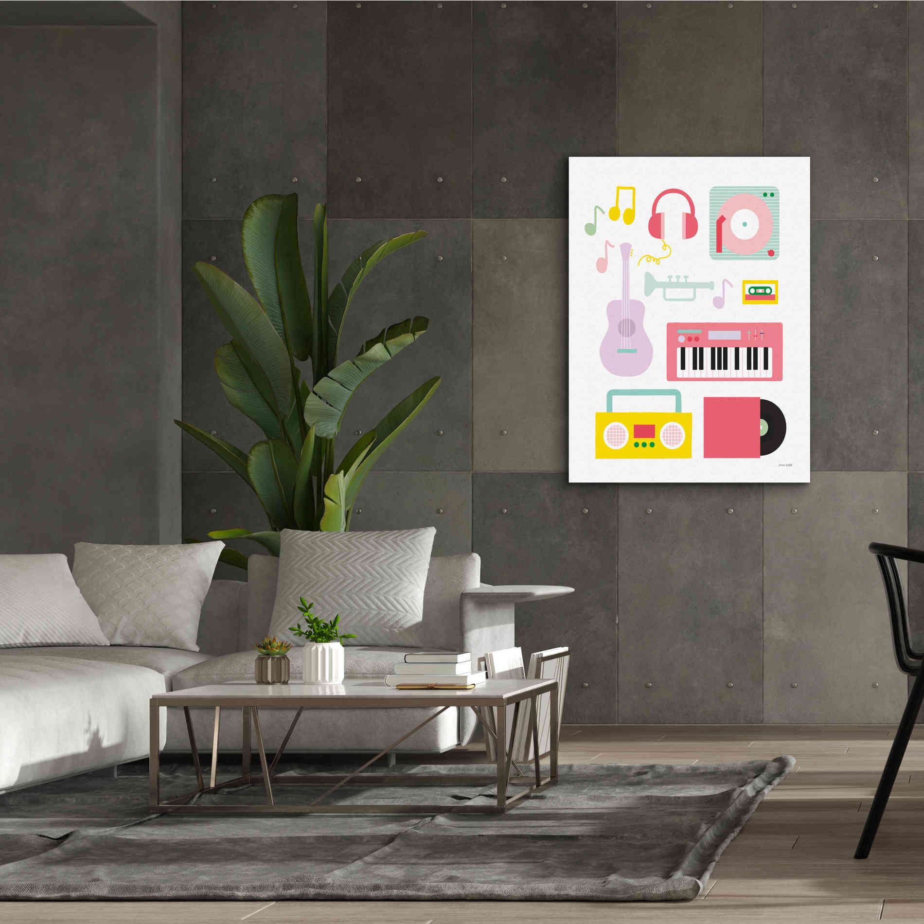 'Lets Listen to Music I' by Ann Kelle Designs, Canvas Wall Art,40 x 54