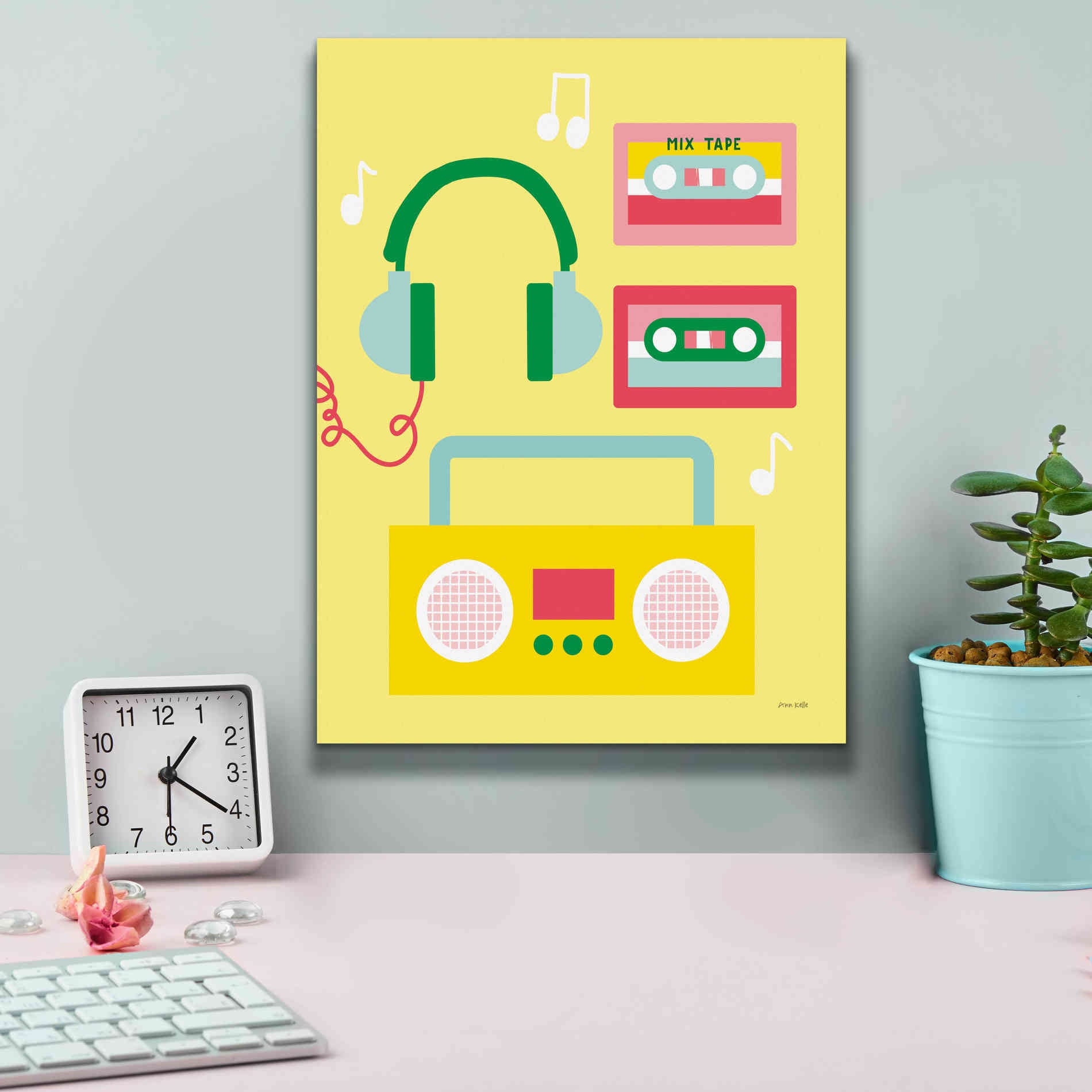 'Lets Listen to Music II' by Ann Kelle Designs, Canvas Wall Art,12 x 16
