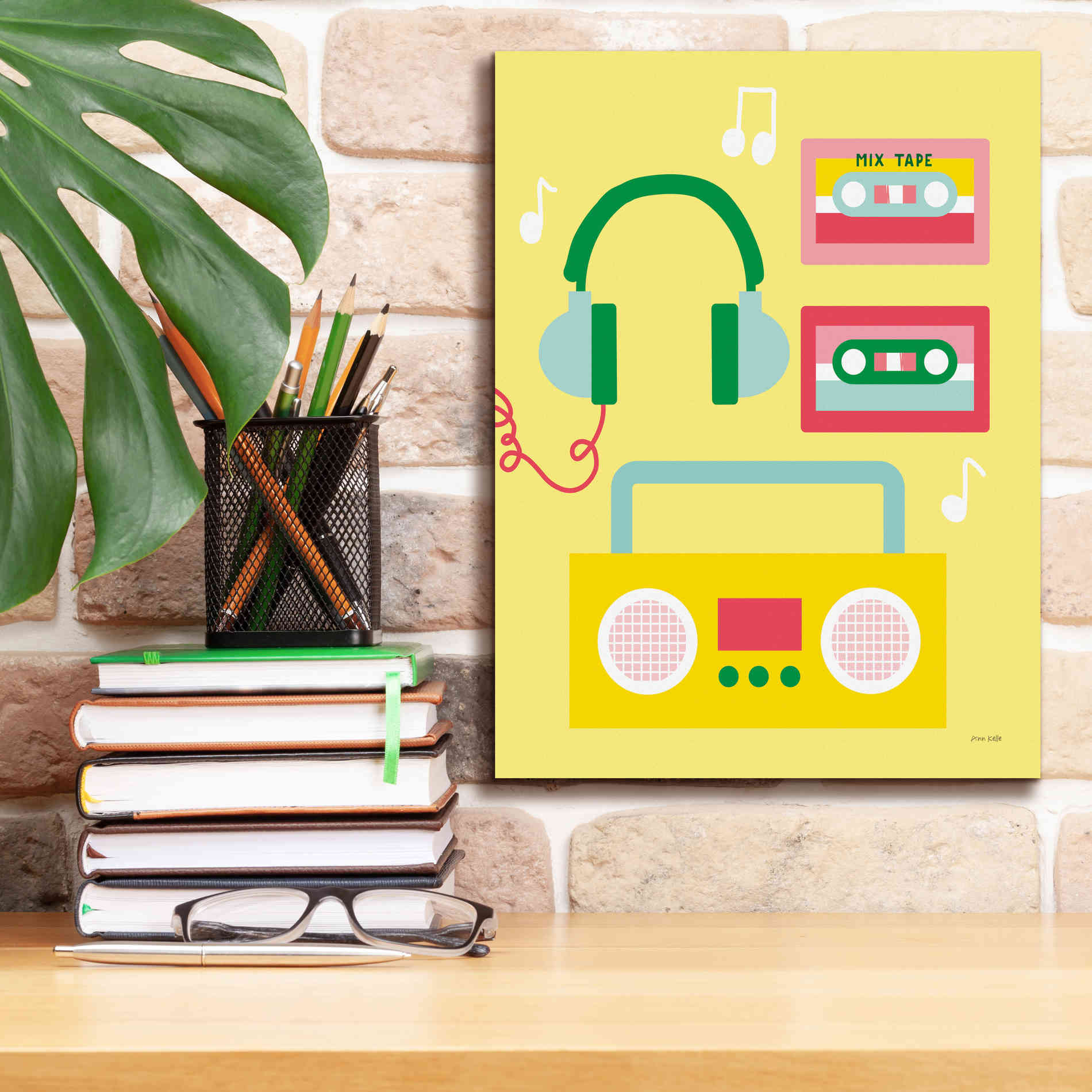 'Lets Listen to Music II' by Ann Kelle Designs, Canvas Wall Art,12 x 16