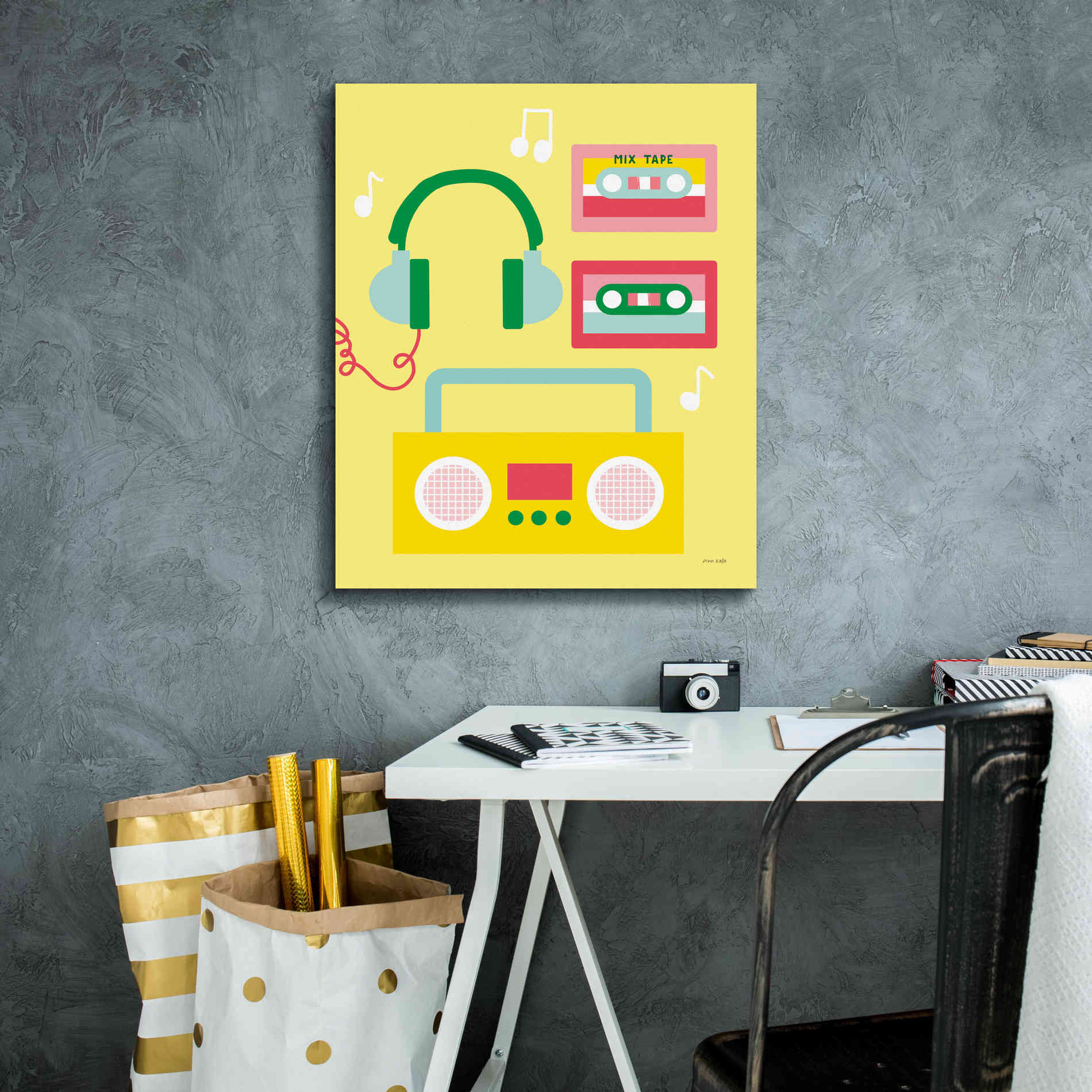'Lets Listen to Music II' by Ann Kelle Designs, Canvas Wall Art,20 x 24