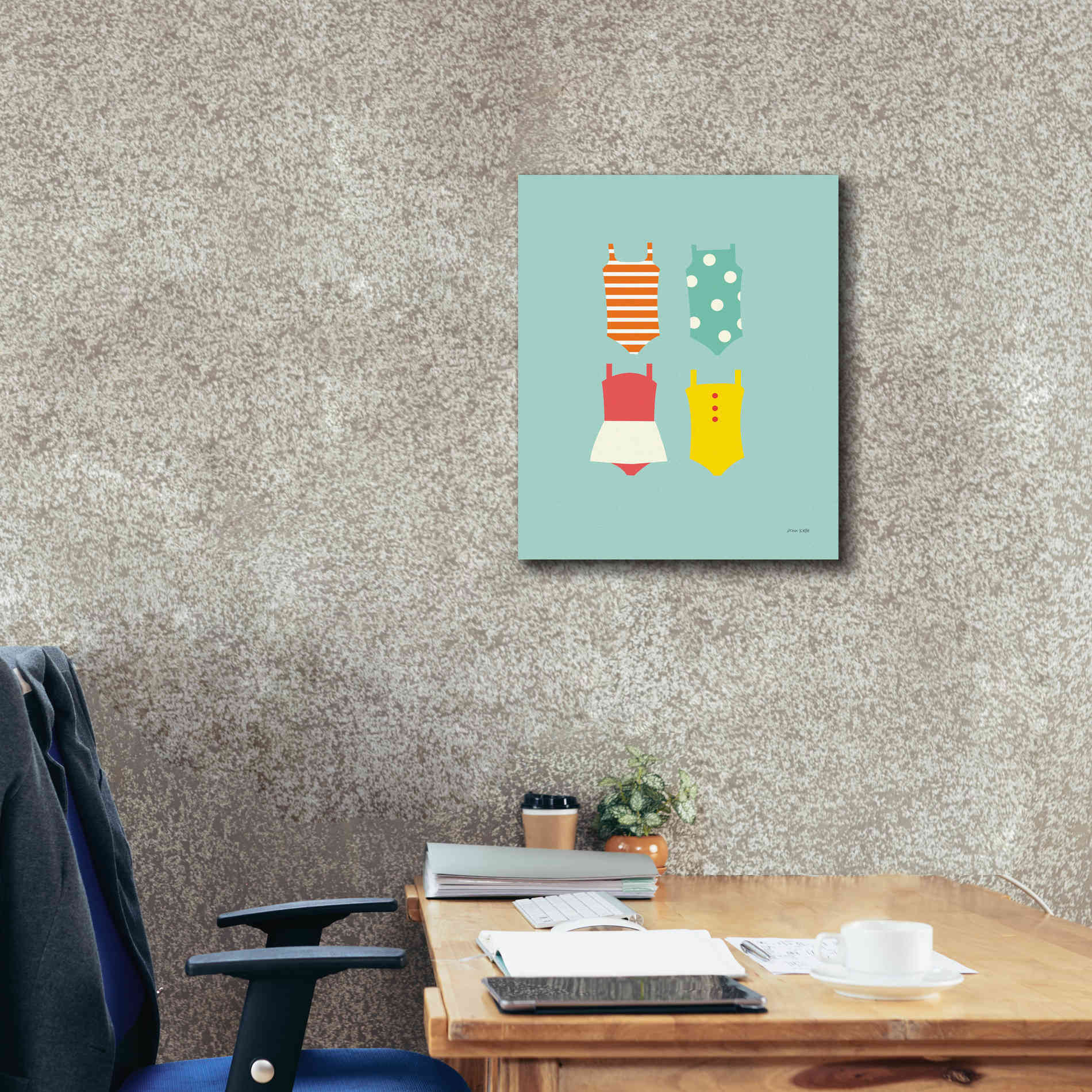 'Bahting Suits Galore II Blue' by Ann Kelle Designs, Canvas Wall Art,20 x 24