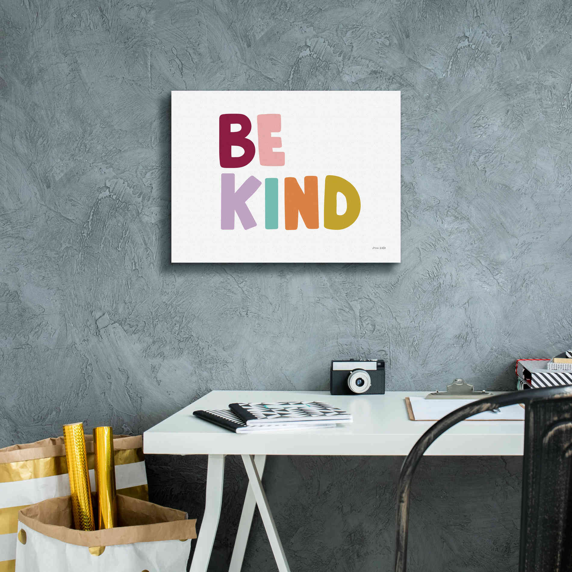 'Be Kind Pastel' by Ann Kelle Designs, Canvas Wall Art,16 x 12