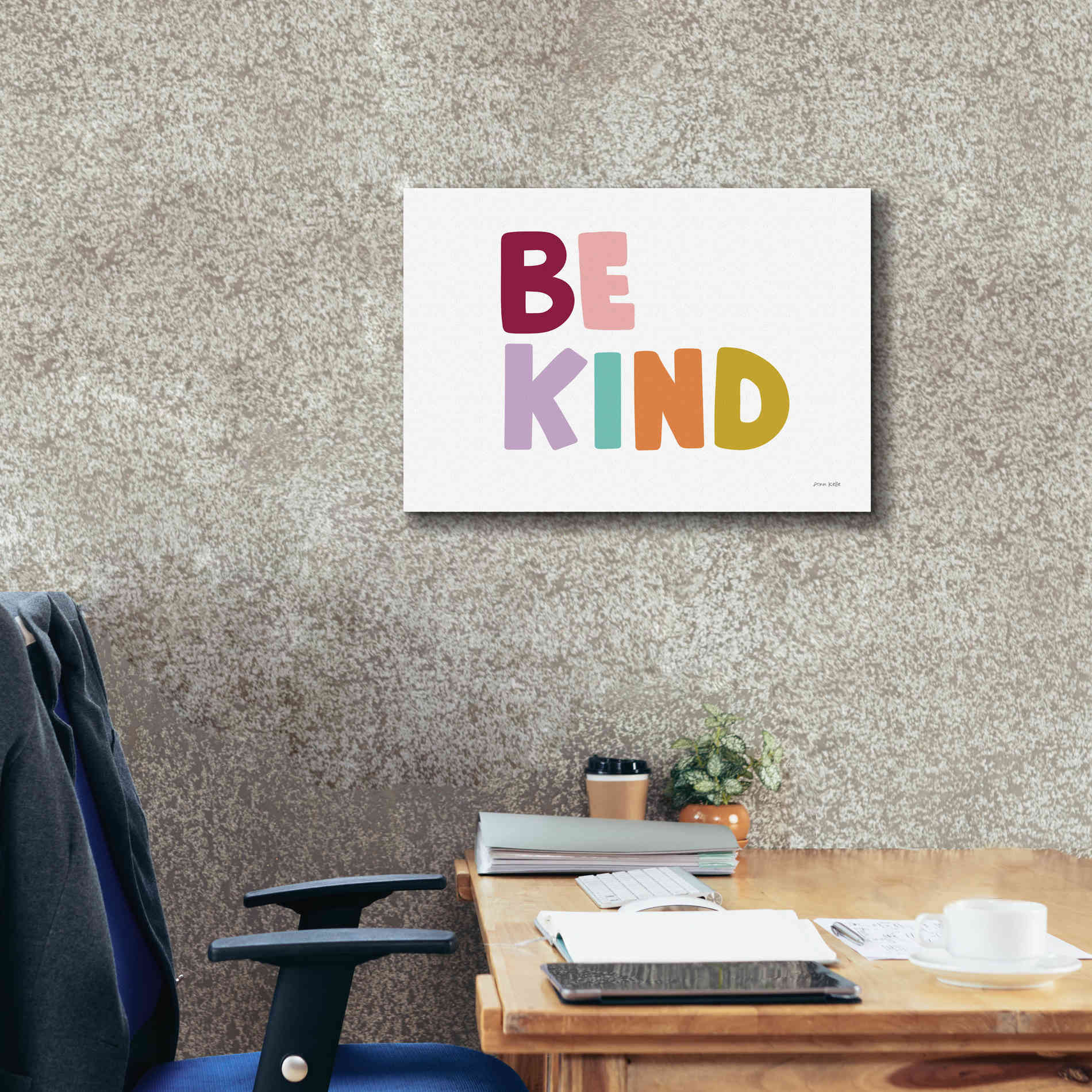 'Be Kind Pastel' by Ann Kelle Designs, Canvas Wall Art,26 x 18