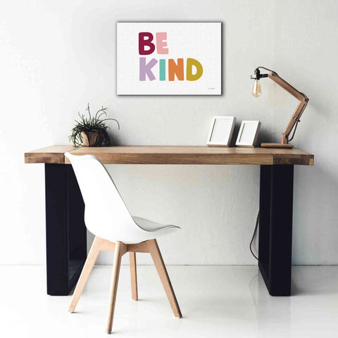 Image of 'Be Kind Pastel' by Ann Kelle Designs, Canvas Wall Art,26 x 18