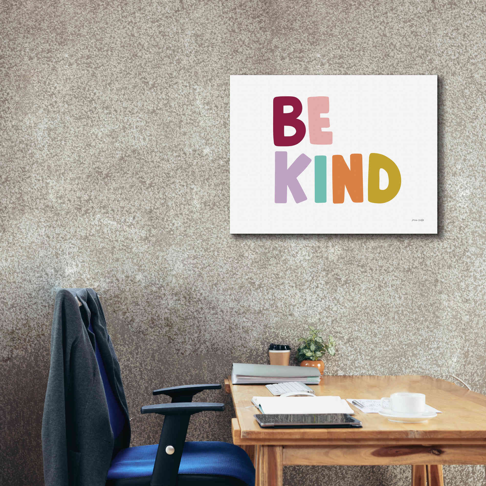 'Be Kind Pastel' by Ann Kelle Designs, Canvas Wall Art,34 x 26