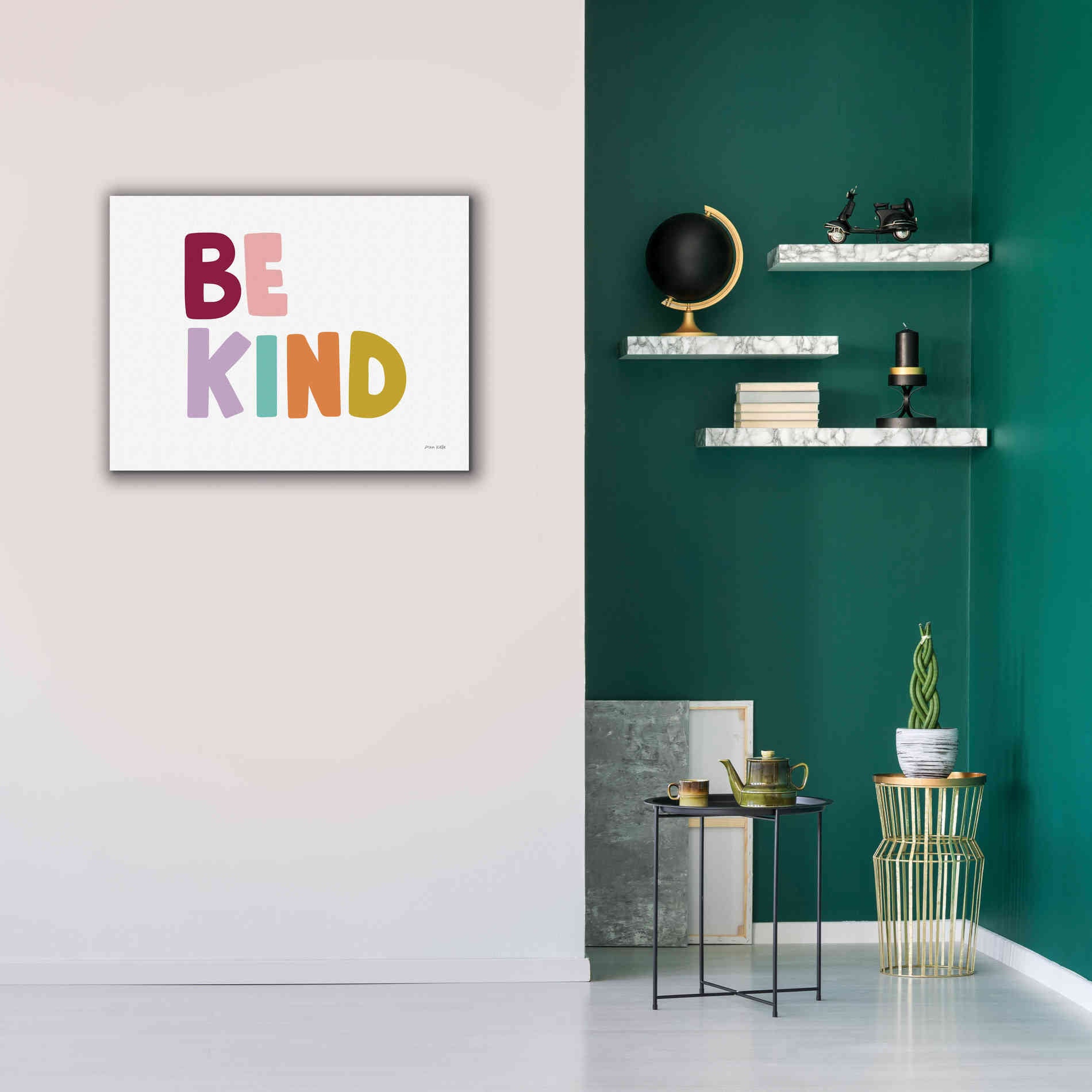 'Be Kind Pastel' by Ann Kelle Designs, Canvas Wall Art,34 x 26