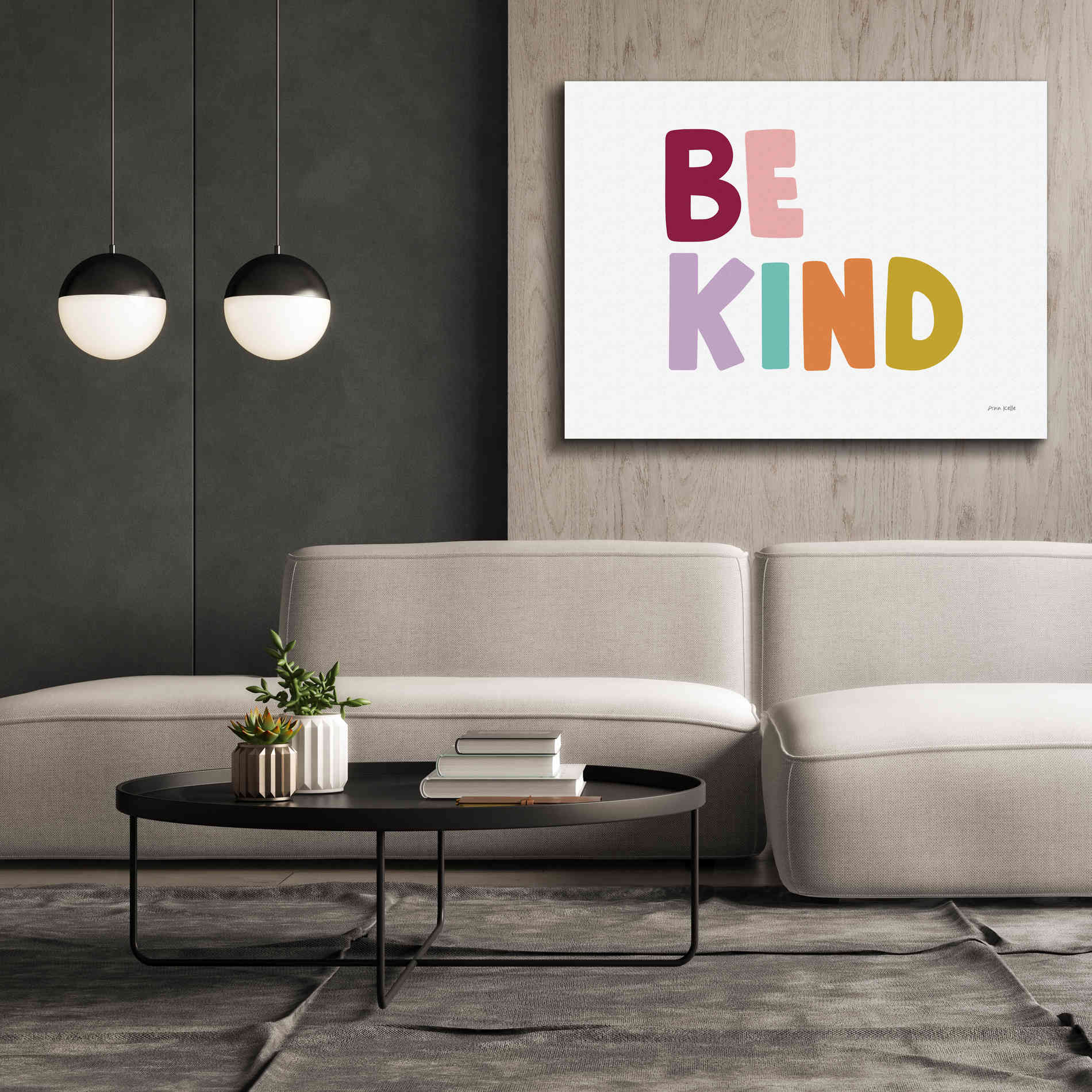 'Be Kind Pastel' by Ann Kelle Designs, Canvas Wall Art,54 x 40