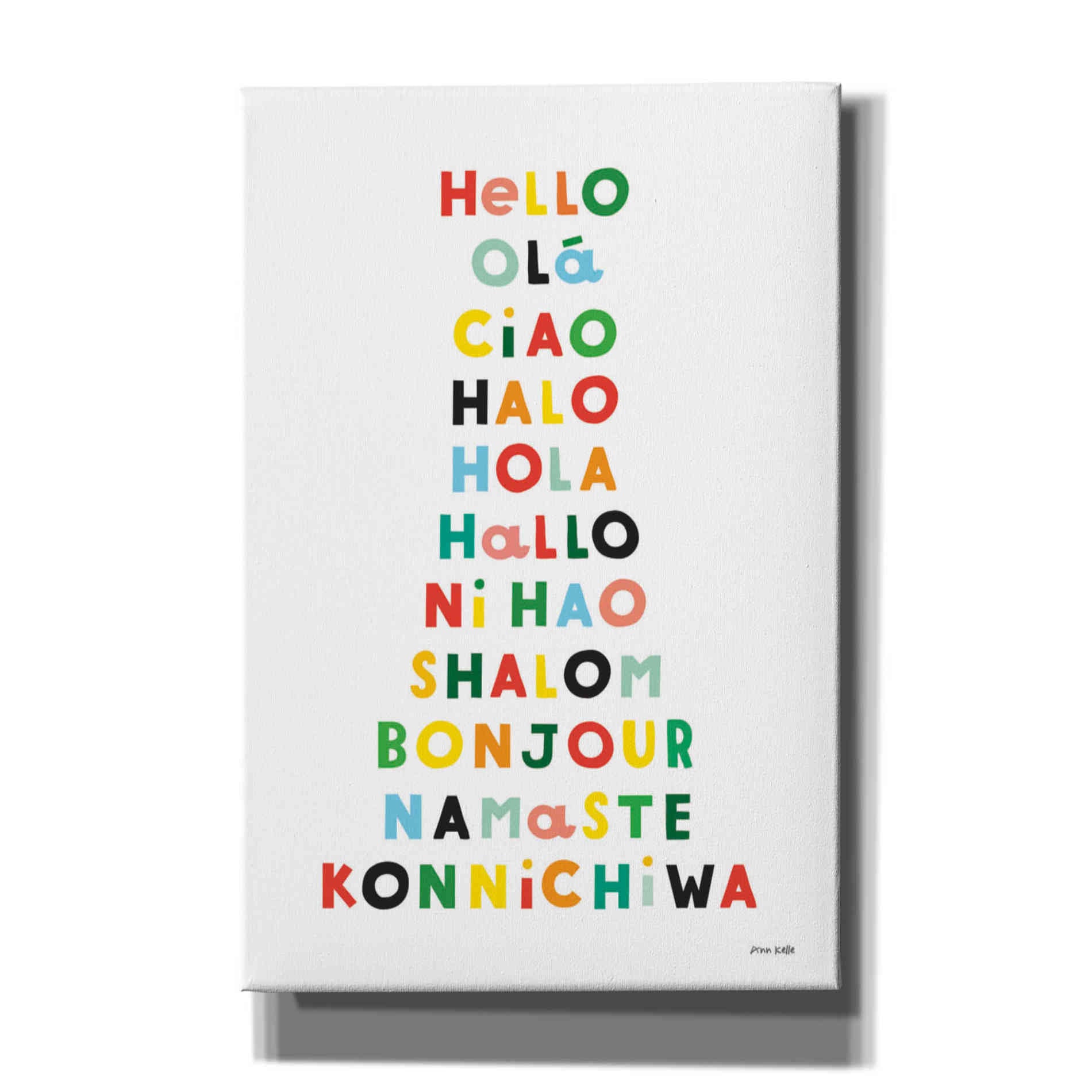'Language of Hellos' by Ann Kelle Designs, Canvas Wall Art,12x18x1.1x0,18x26x1.1x0,26x40x1.74x0,40x60x1.74x0