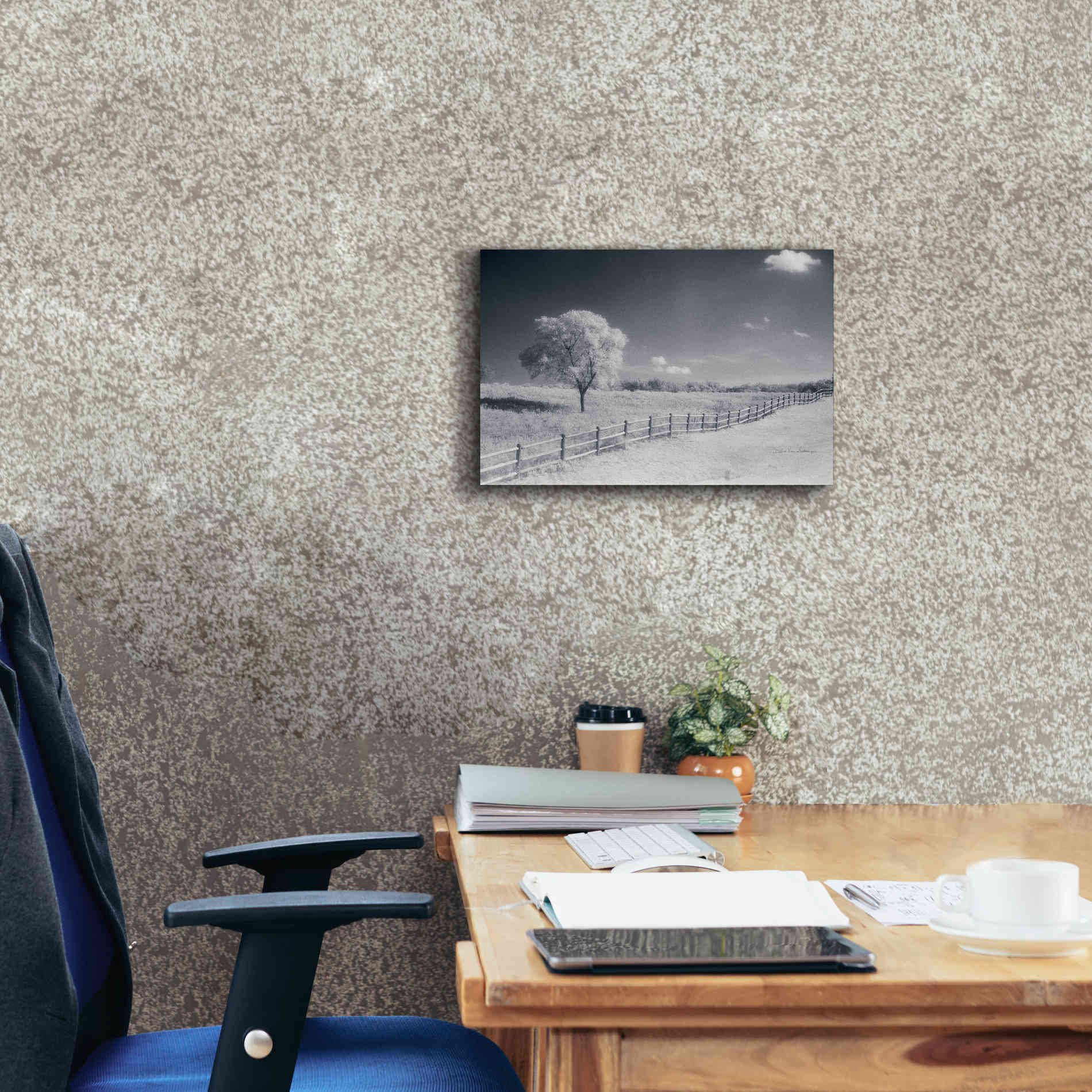 'Trees Fence I' by Debra Van Swearingen, Canvas Wall Art,18 x 12