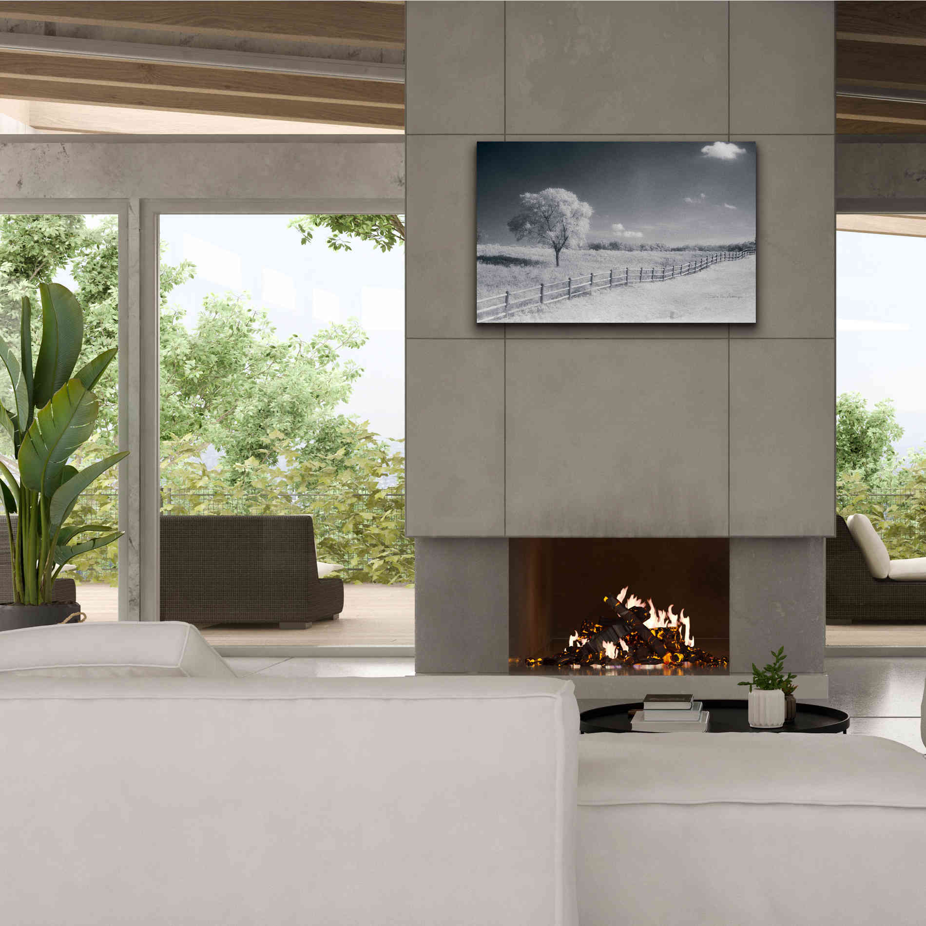 'Trees Fence I' by Debra Van Swearingen, Canvas Wall Art,40 x 26