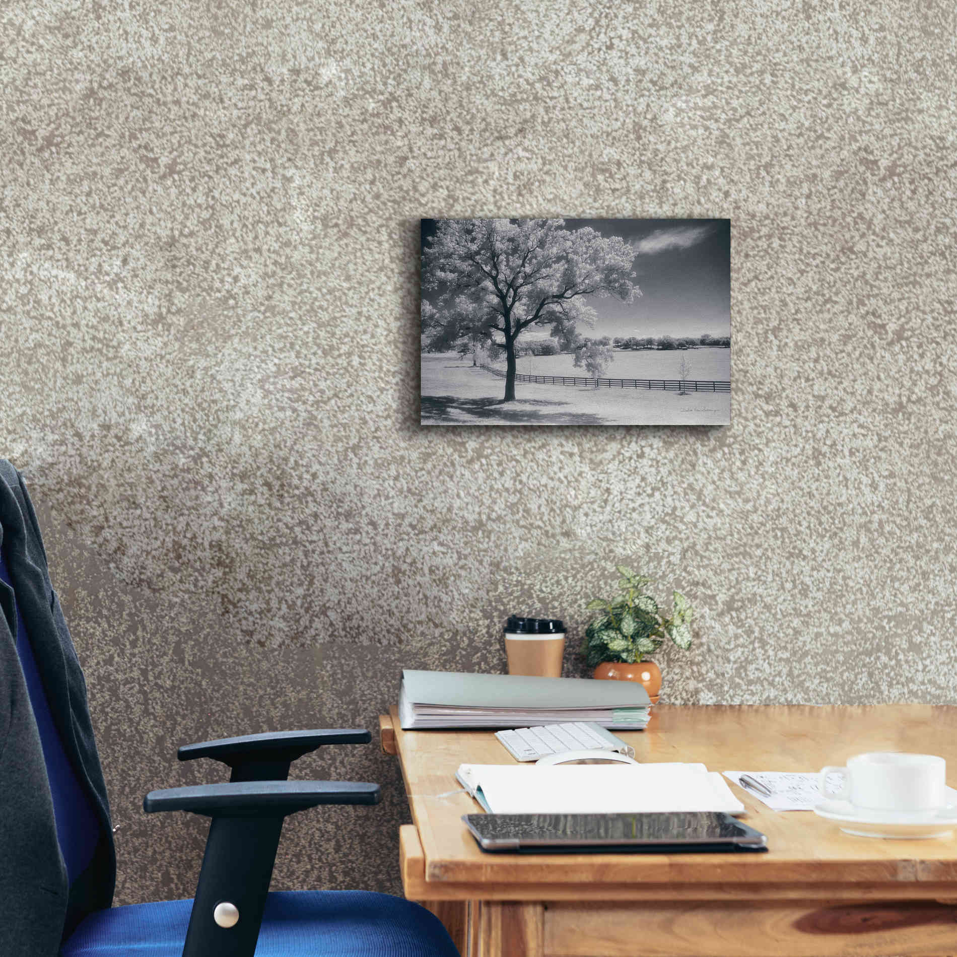 'Trees Fence II' by Debra Van Swearingen, Canvas Wall Art,18 x 12