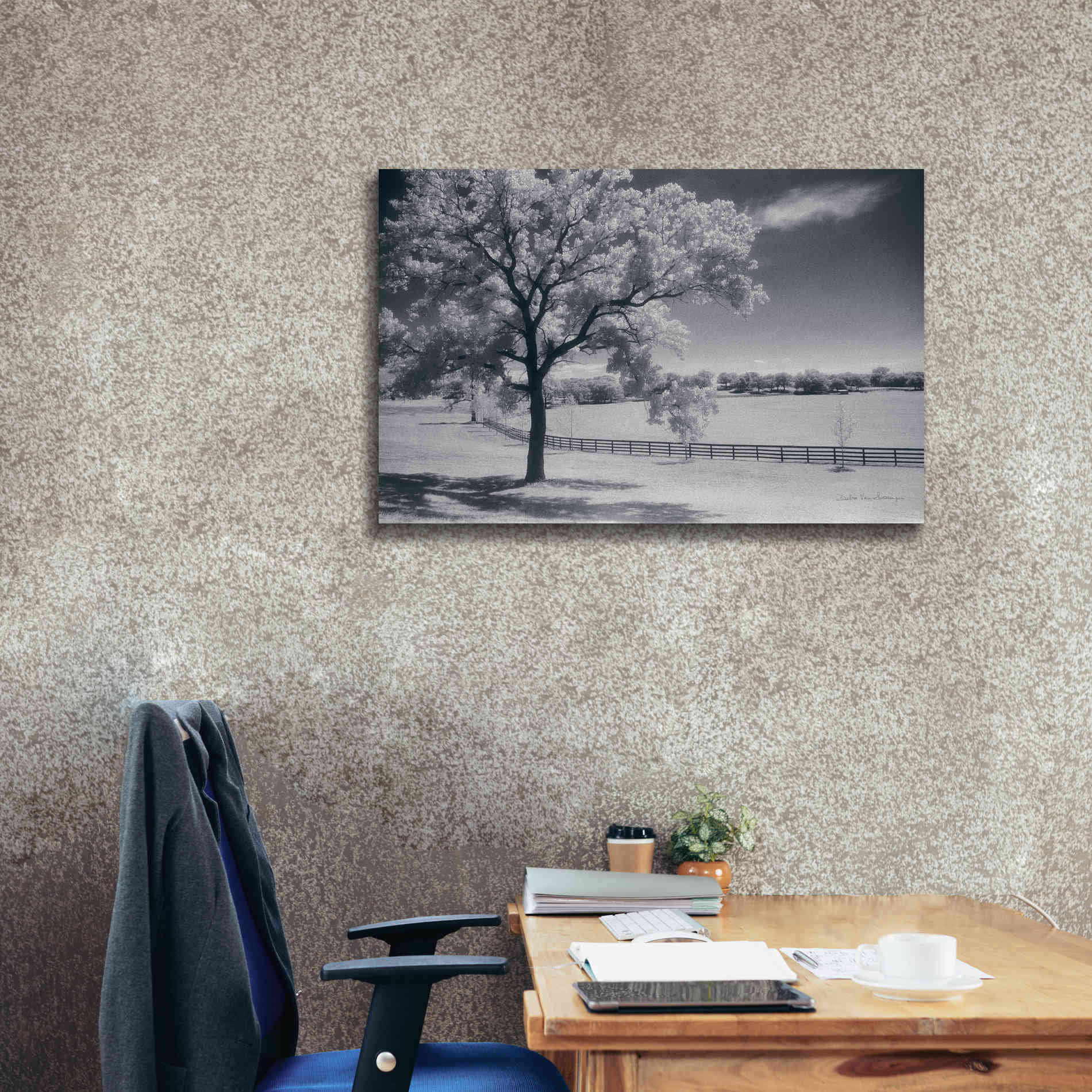 'Trees Fence II' by Debra Van Swearingen, Canvas Wall Art,40 x 26