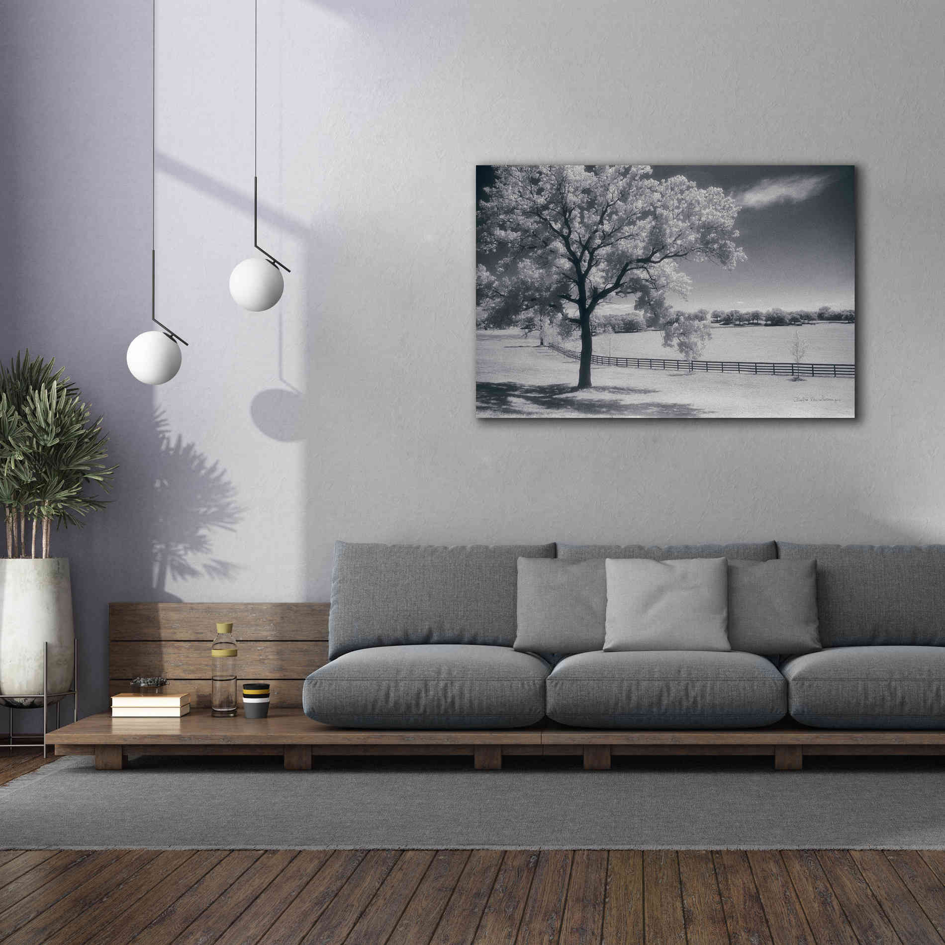 'Trees Fence II' by Debra Van Swearingen, Canvas Wall Art,60 x 40