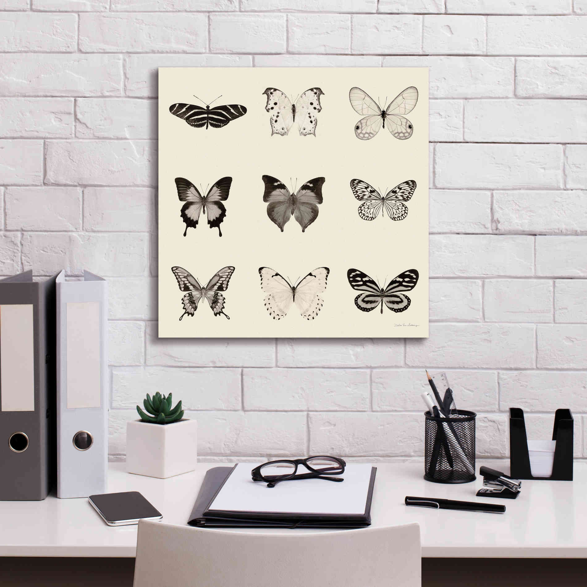'Butterfly BW 9 Patch' by Debra Van Swearingen, Canvas Wall Art,18 x 18