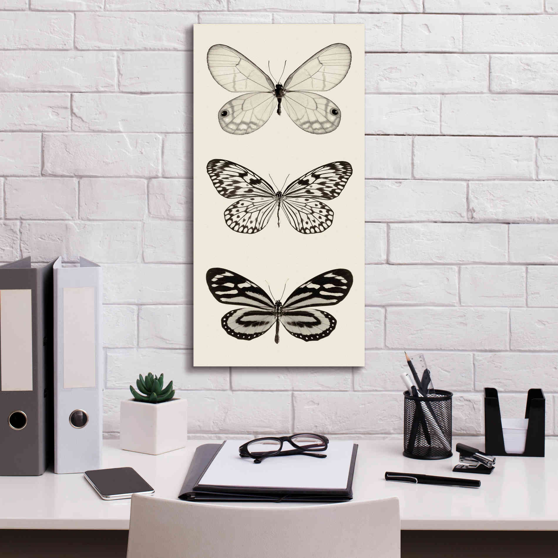 'Butterfly BW Panel II' by Debra Van Swearingen, Canvas Wall Art,12 x 24