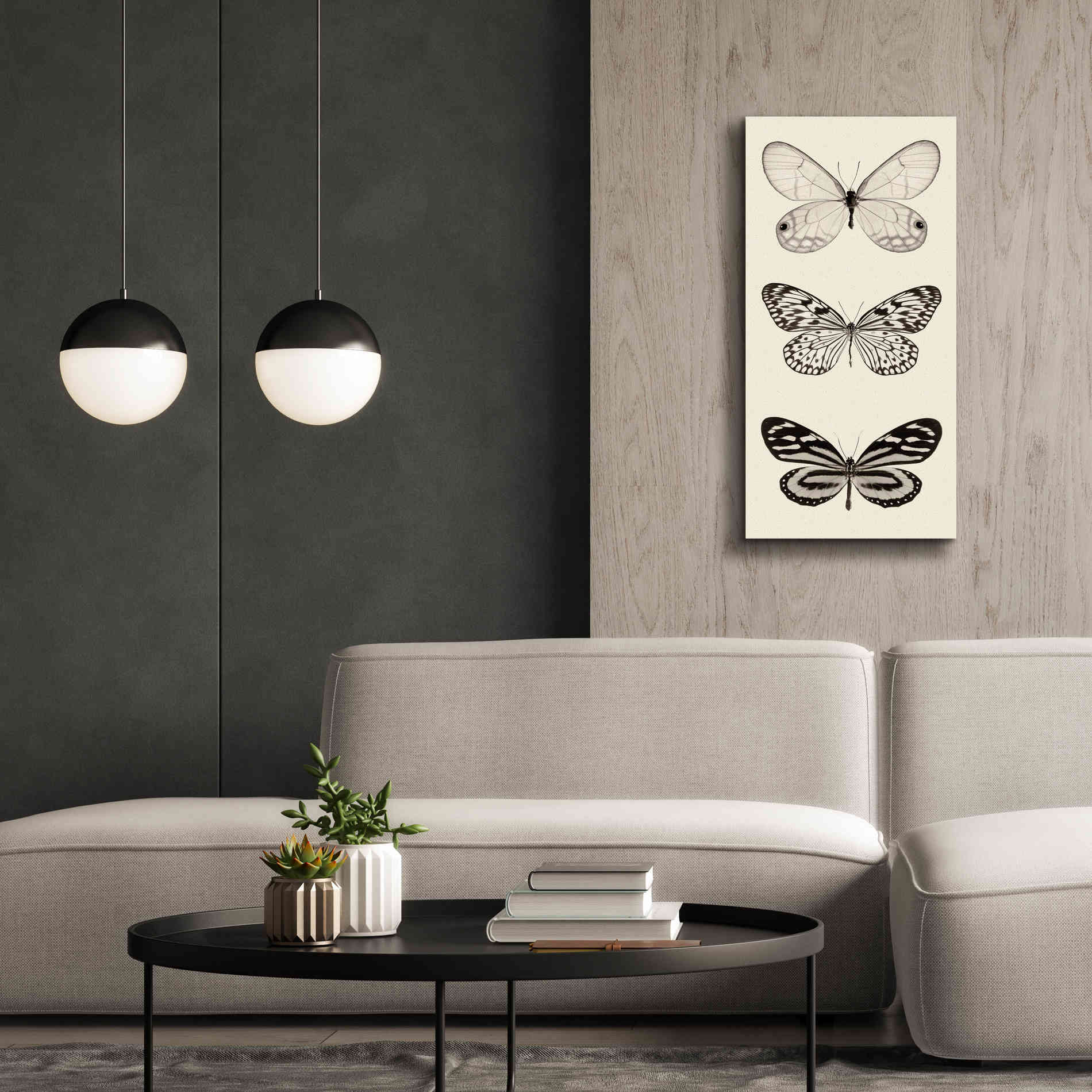 'Butterfly BW Panel II' by Debra Van Swearingen, Canvas Wall Art,20 x 40
