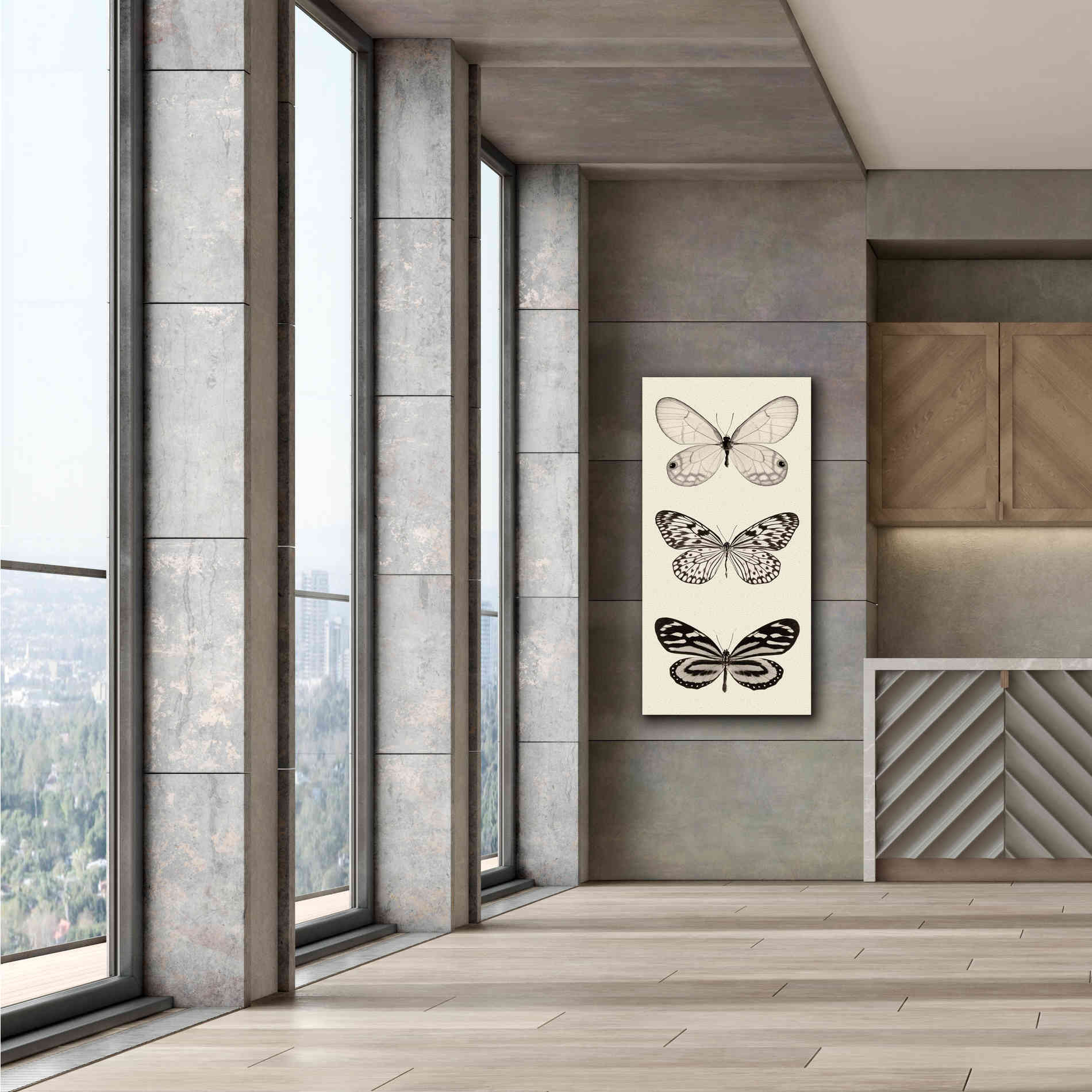 'Butterfly BW Panel II' by Debra Van Swearingen, Canvas Wall Art,30 x 60