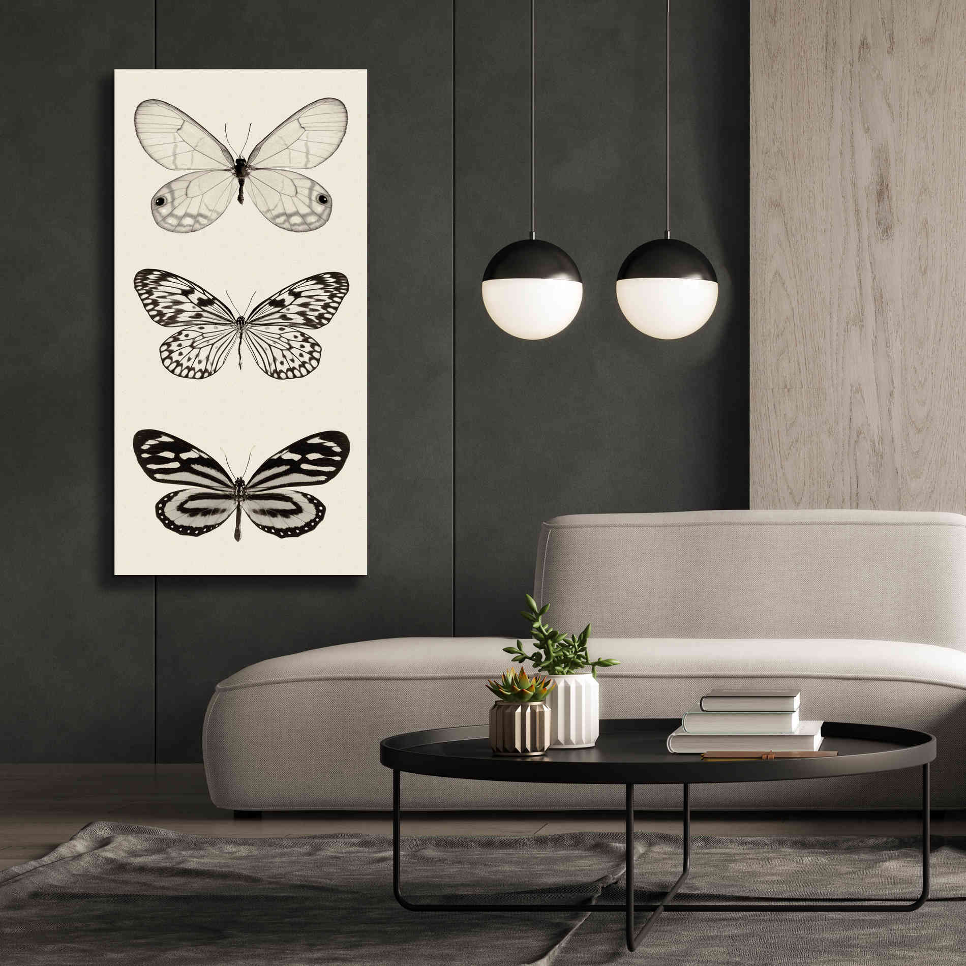 'Butterfly BW Panel II' by Debra Van Swearingen, Canvas Wall Art,30 x 60