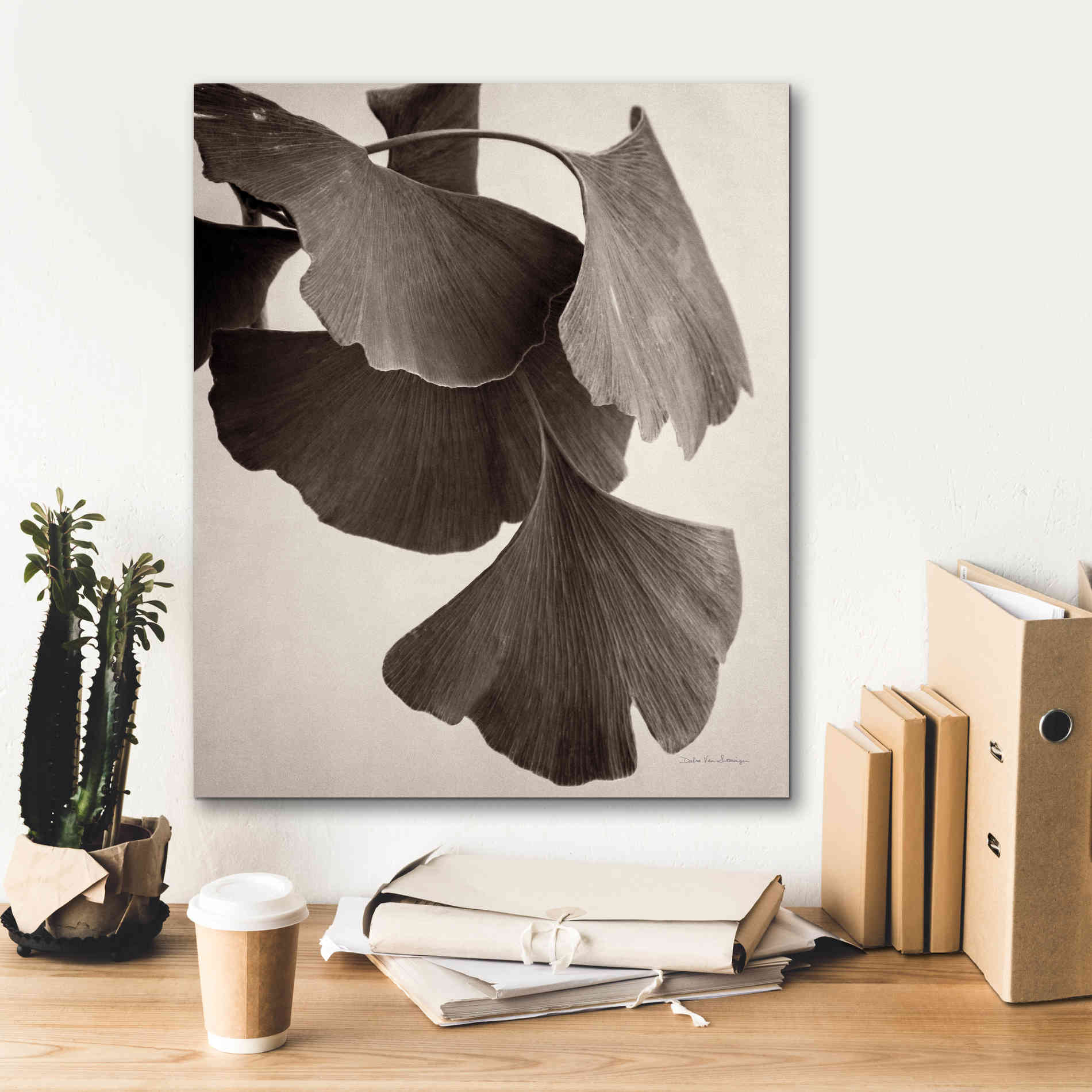 'Gingko Sepia' by Debra Van Swearingen, Canvas Wall Art,20 x 24