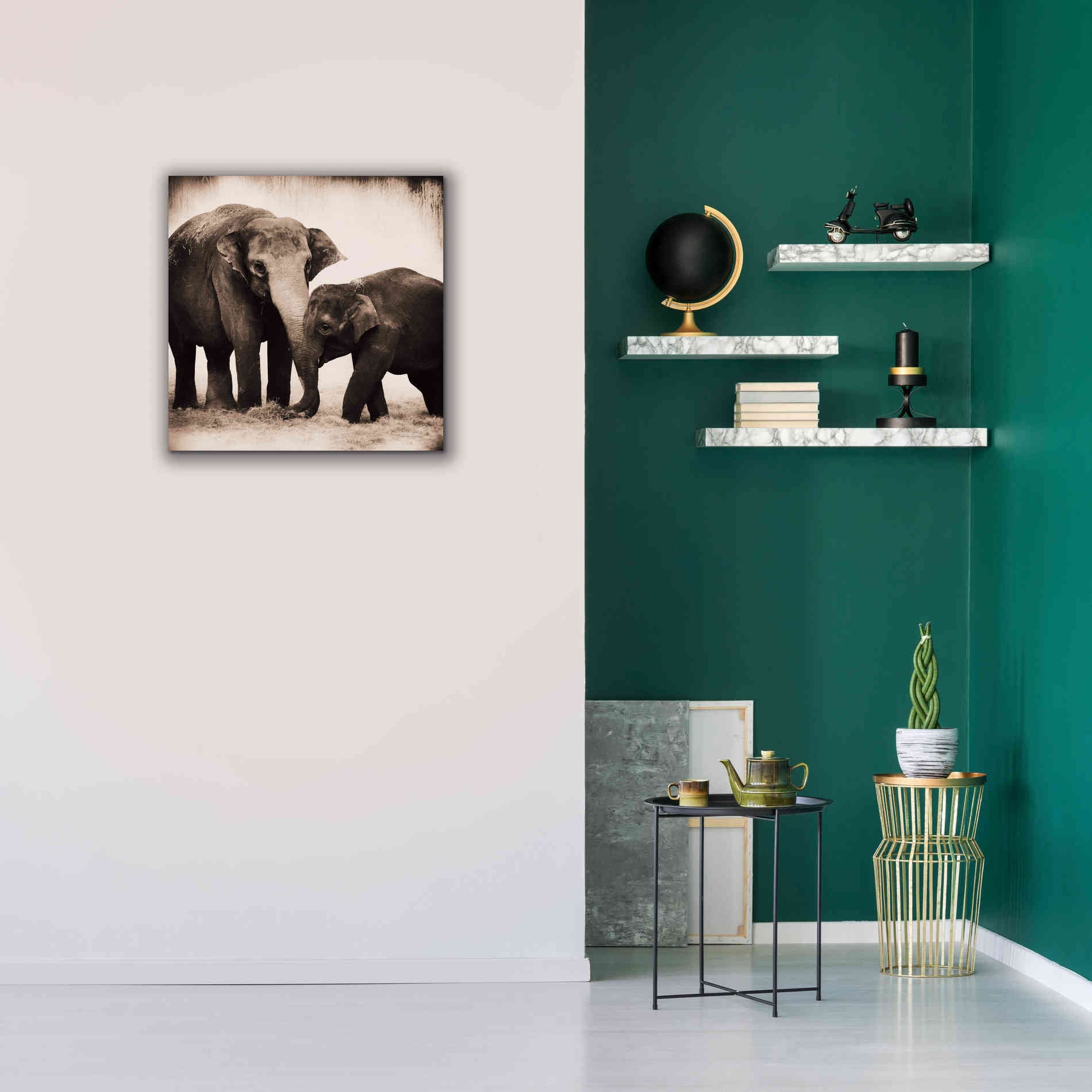 'Elephant III Sepia' by Debra Van Swearingen, Canvas Wall Art,26 x 26