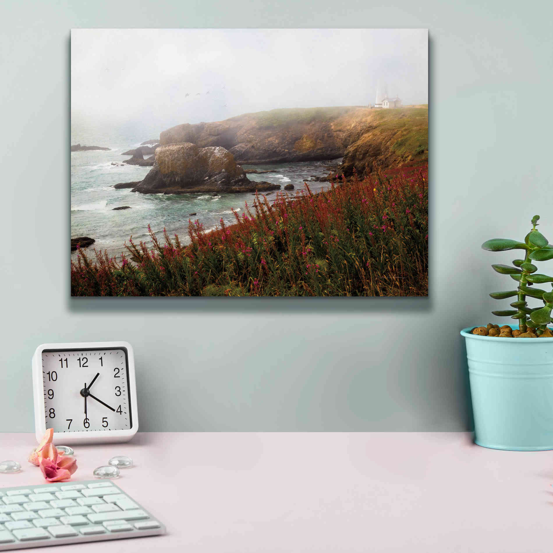'Lighthouse Fog' by Debra Van Swearingen, Canvas Wall Art,16 x 12