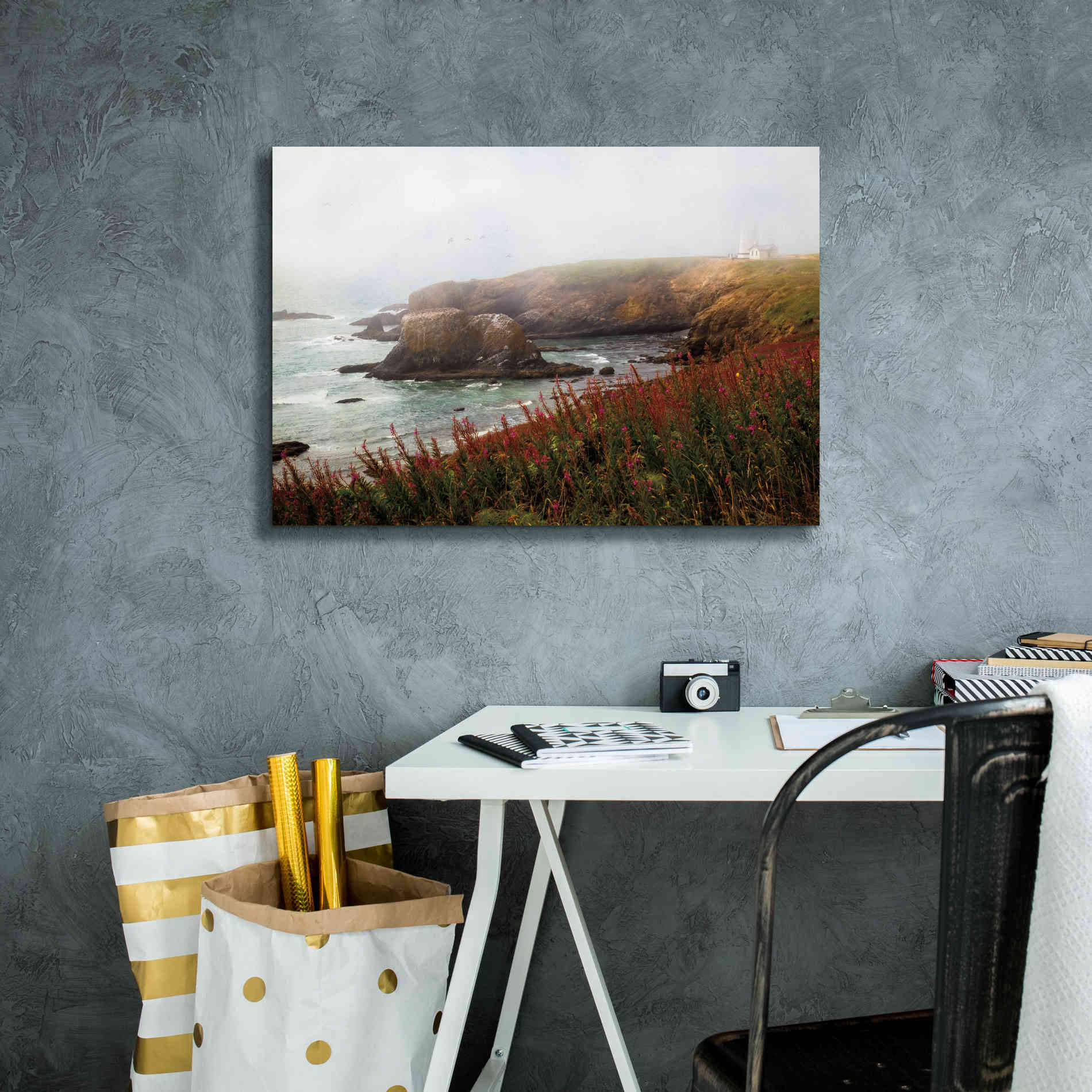 'Lighthouse Fog' by Debra Van Swearingen, Canvas Wall Art,26 x 18