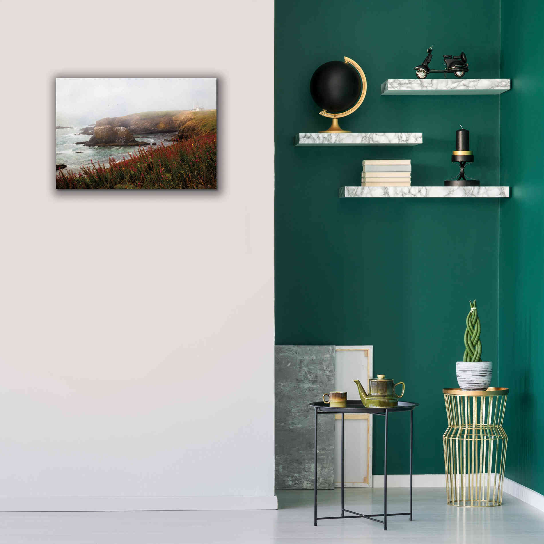 'Lighthouse Fog' by Debra Van Swearingen, Canvas Wall Art,26 x 18