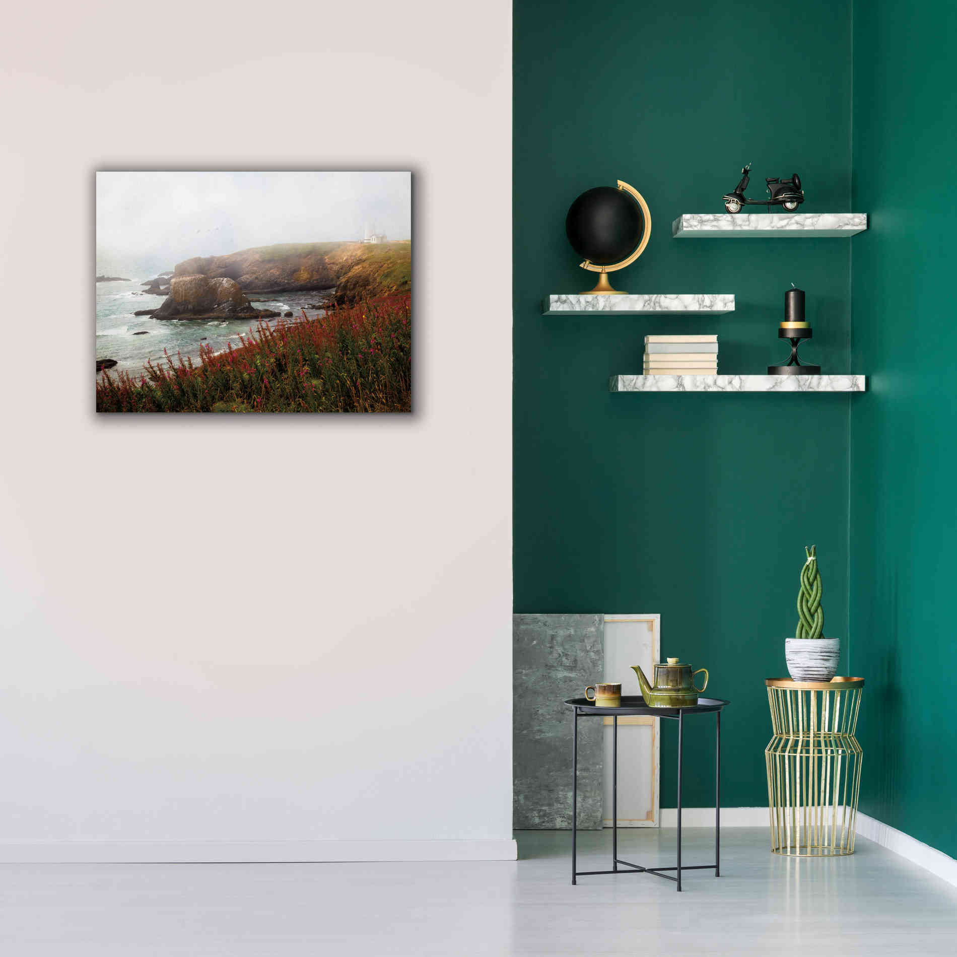 'Lighthouse Fog' by Debra Van Swearingen, Canvas Wall Art,34 x 26