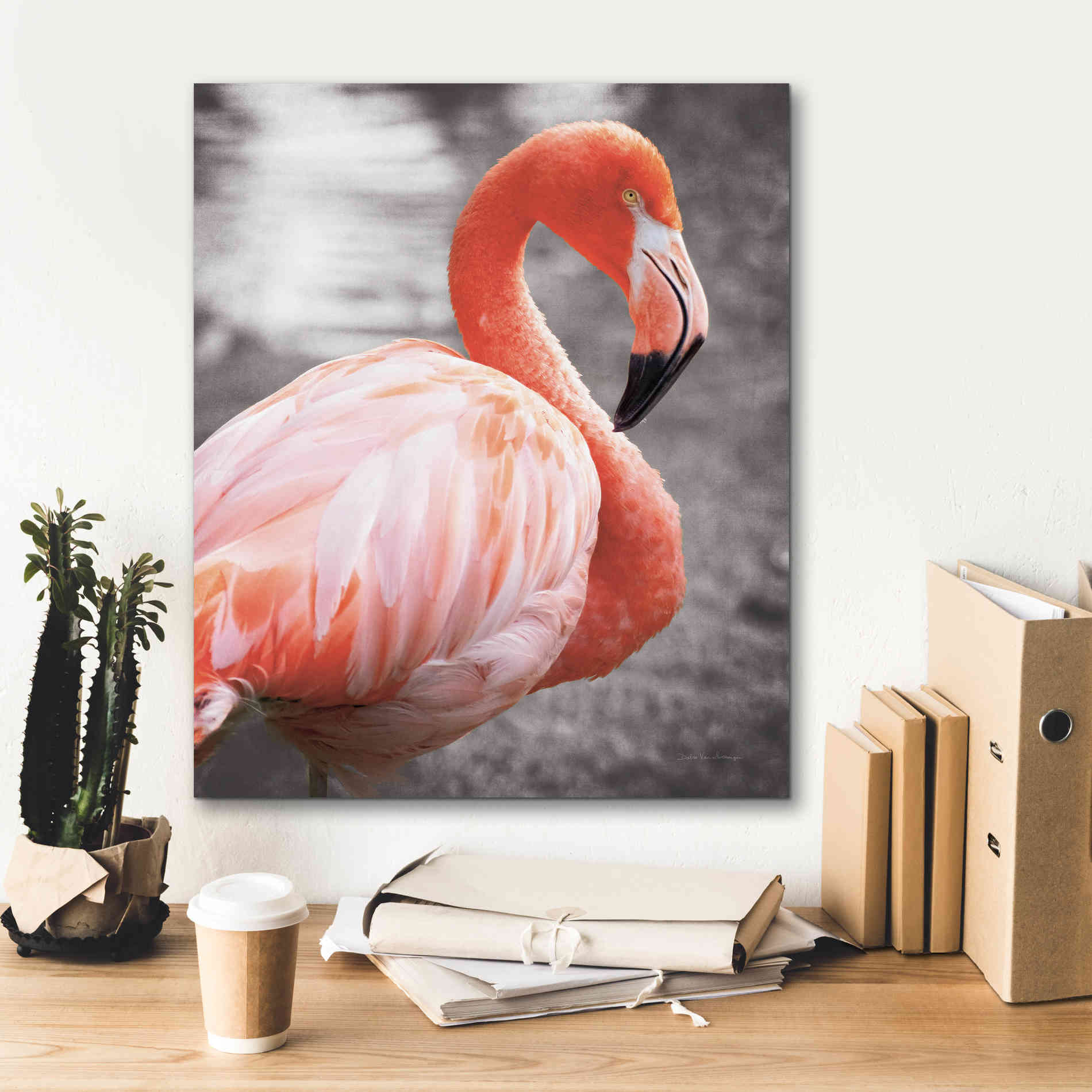 'Flamingo I on BW' by Debra Van Swearingen, Canvas Wall Art,20 x 24