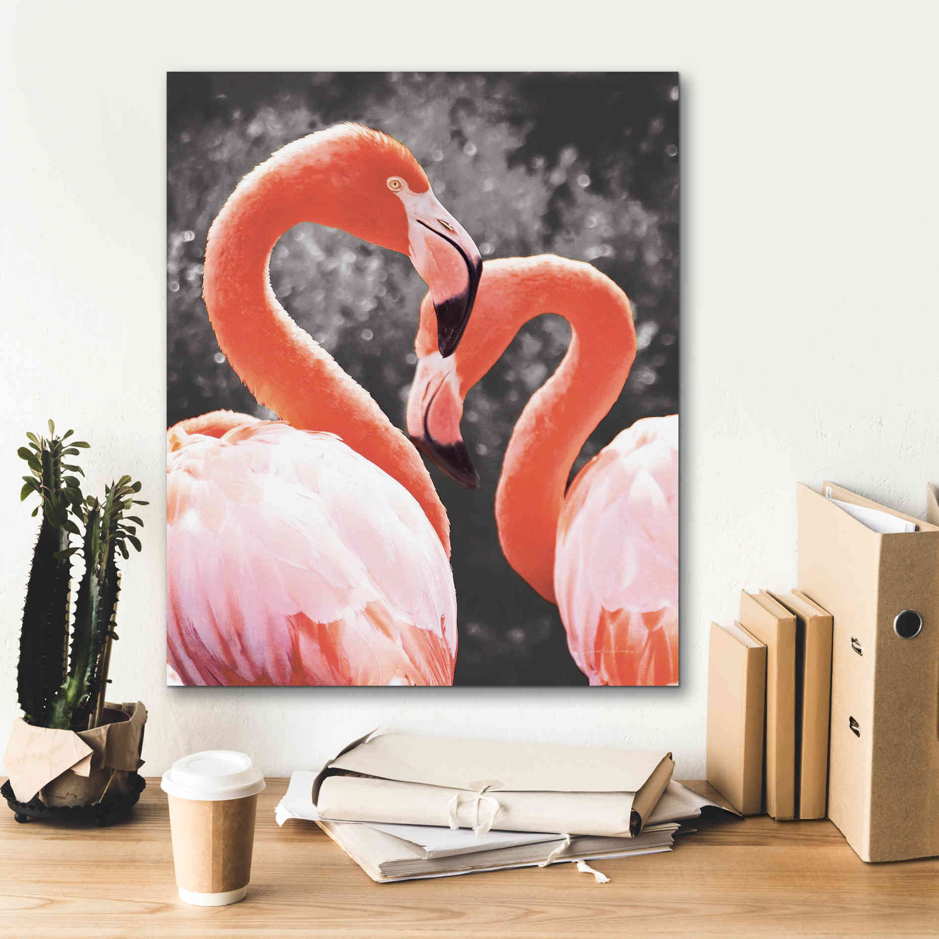 'Flamingo II on BW' by Debra Van Swearingen, Canvas Wall Art,20 x 24