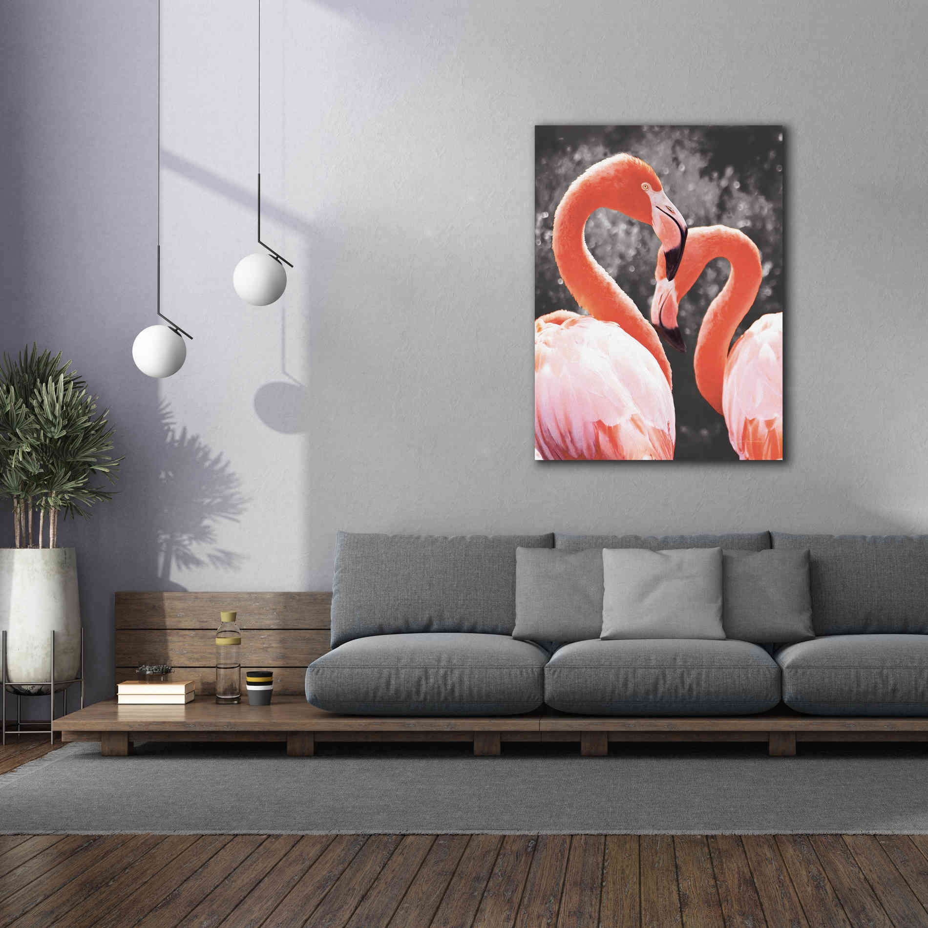 'Flamingo II on BW' by Debra Van Swearingen, Canvas Wall Art,40 x 54