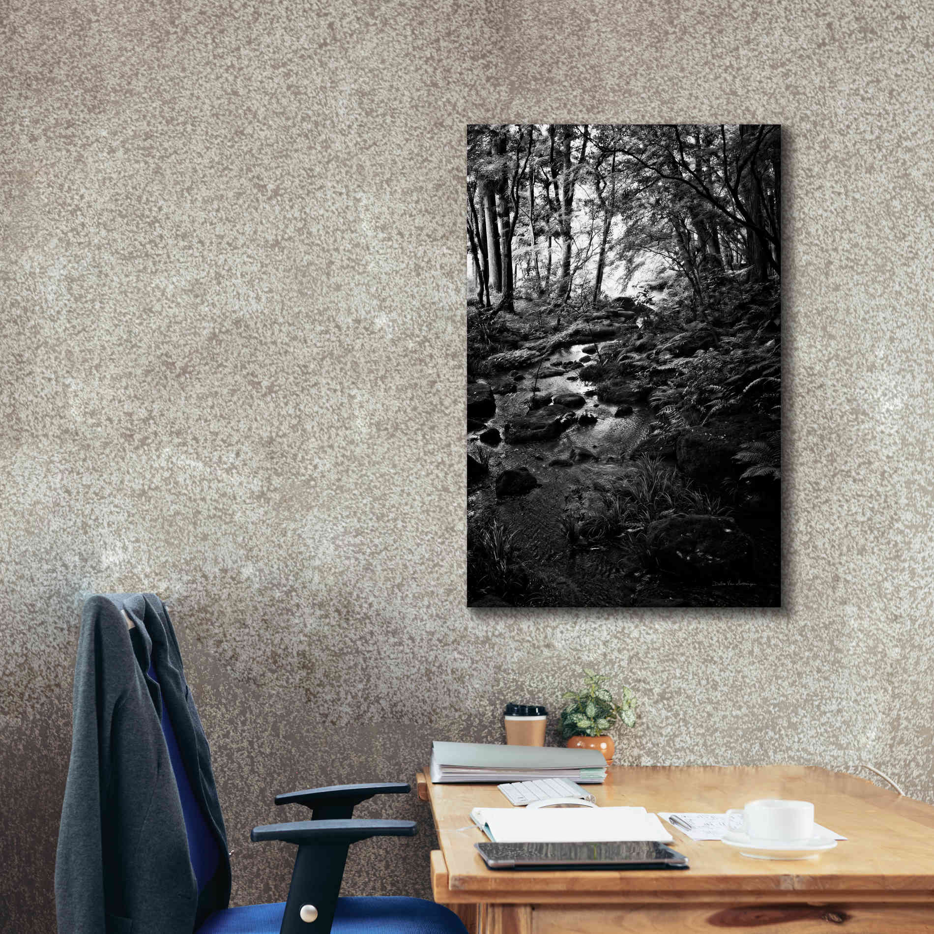 'Lush Creek in Forest BW' by Debra Van Swearingen, Canvas Wall Art,26 x 40