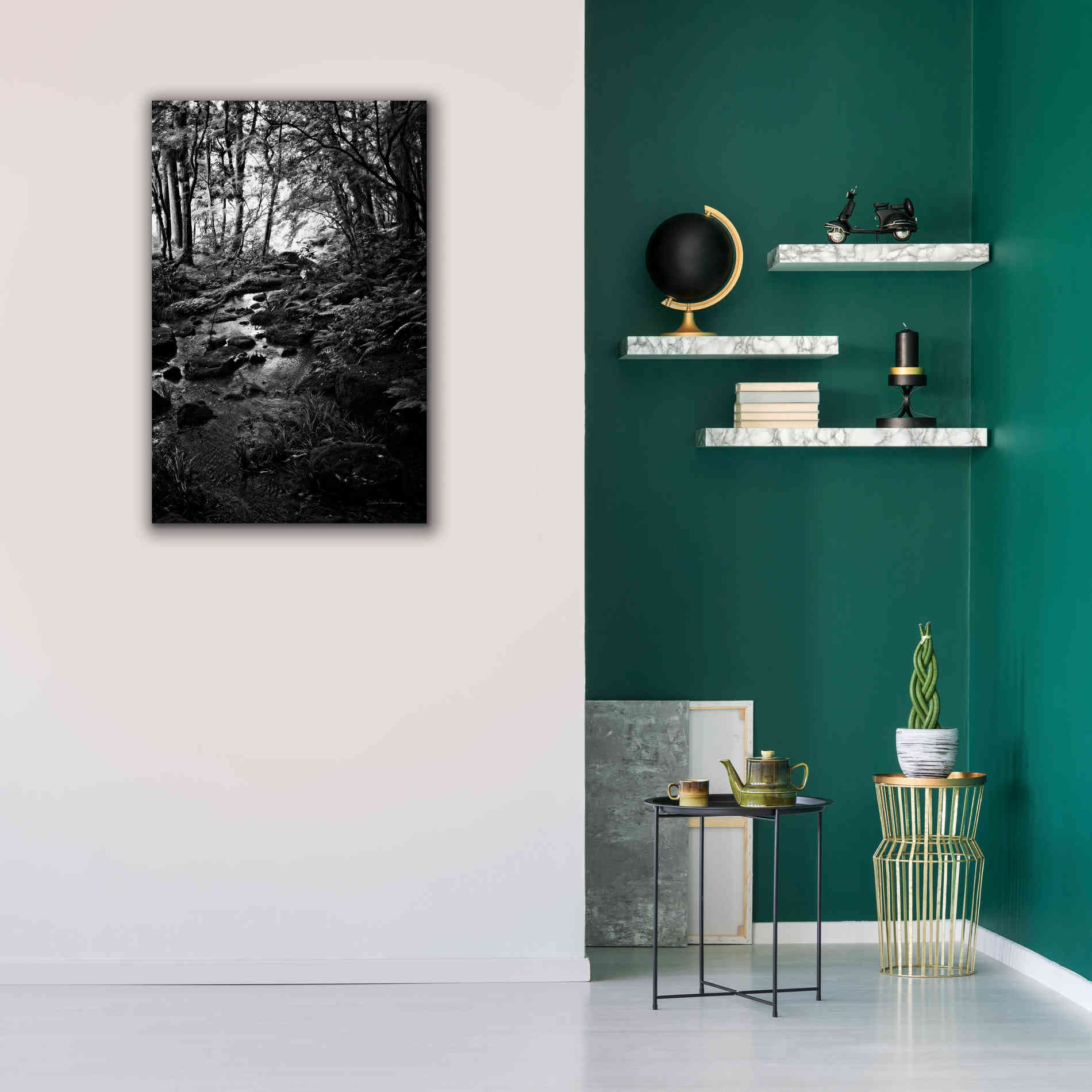'Lush Creek in Forest BW' by Debra Van Swearingen, Canvas Wall Art,26 x 40