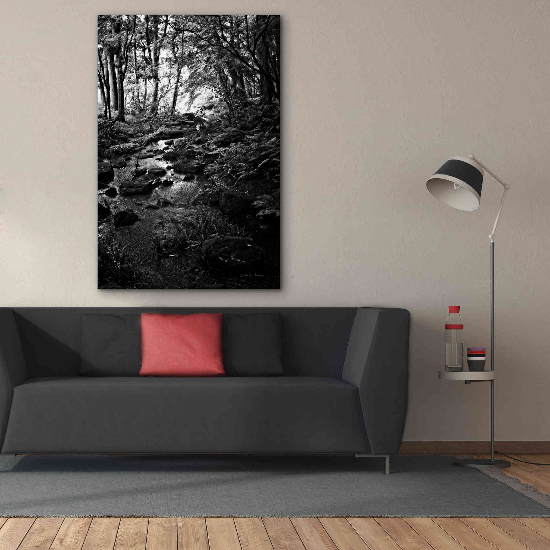 'Lush Creek in Forest BW' by Debra Van Swearingen, Canvas Wall Art,40 x 60