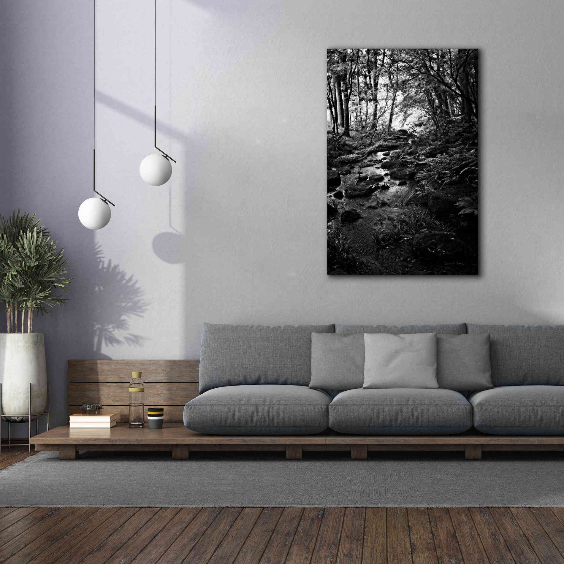 'Lush Creek in Forest BW' by Debra Van Swearingen, Canvas Wall Art,40 x 60